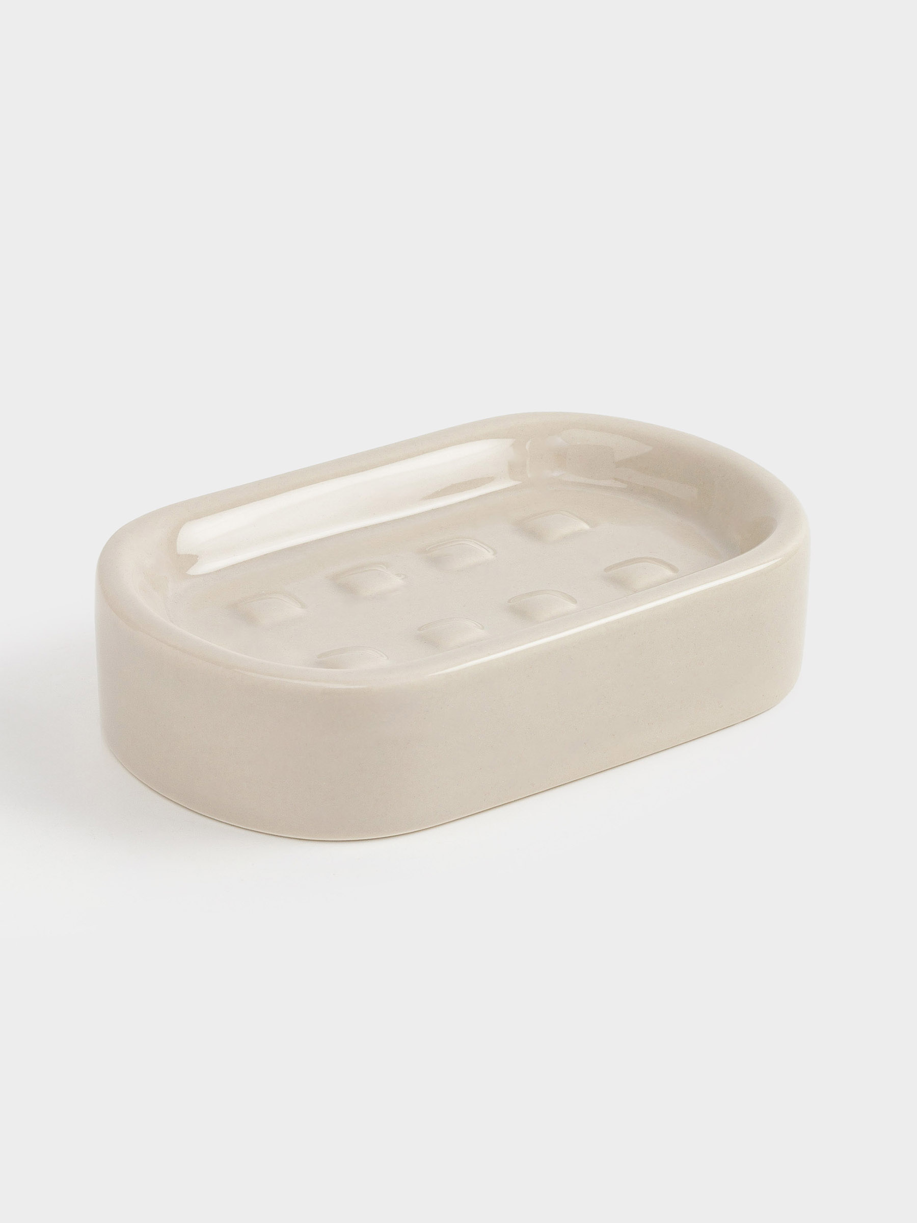 Soap dish, 12x8 cm, ceramic, beige, Nira, image-2