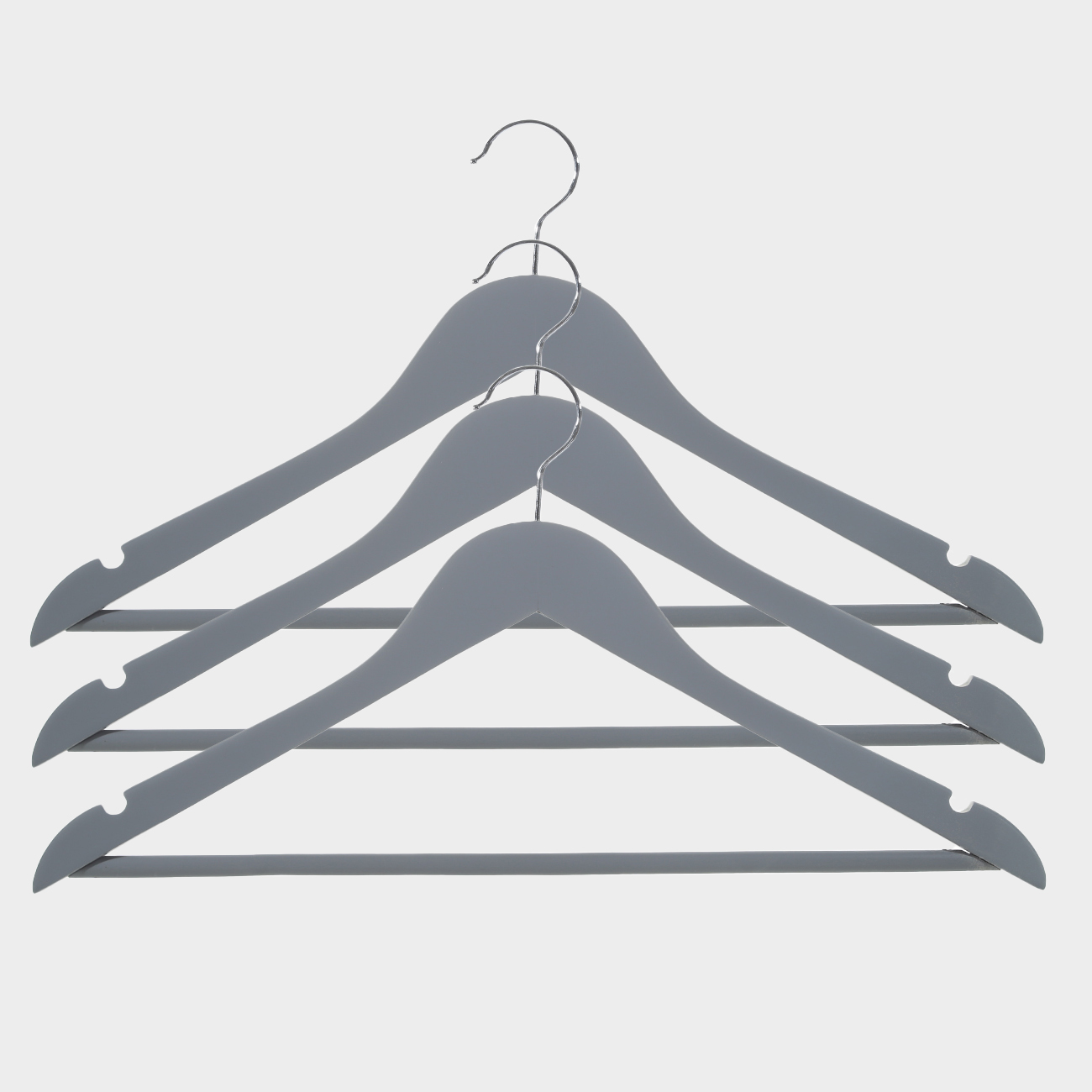 Hanger, 44 cm, 3 pieces, wood, gray, Wooden house