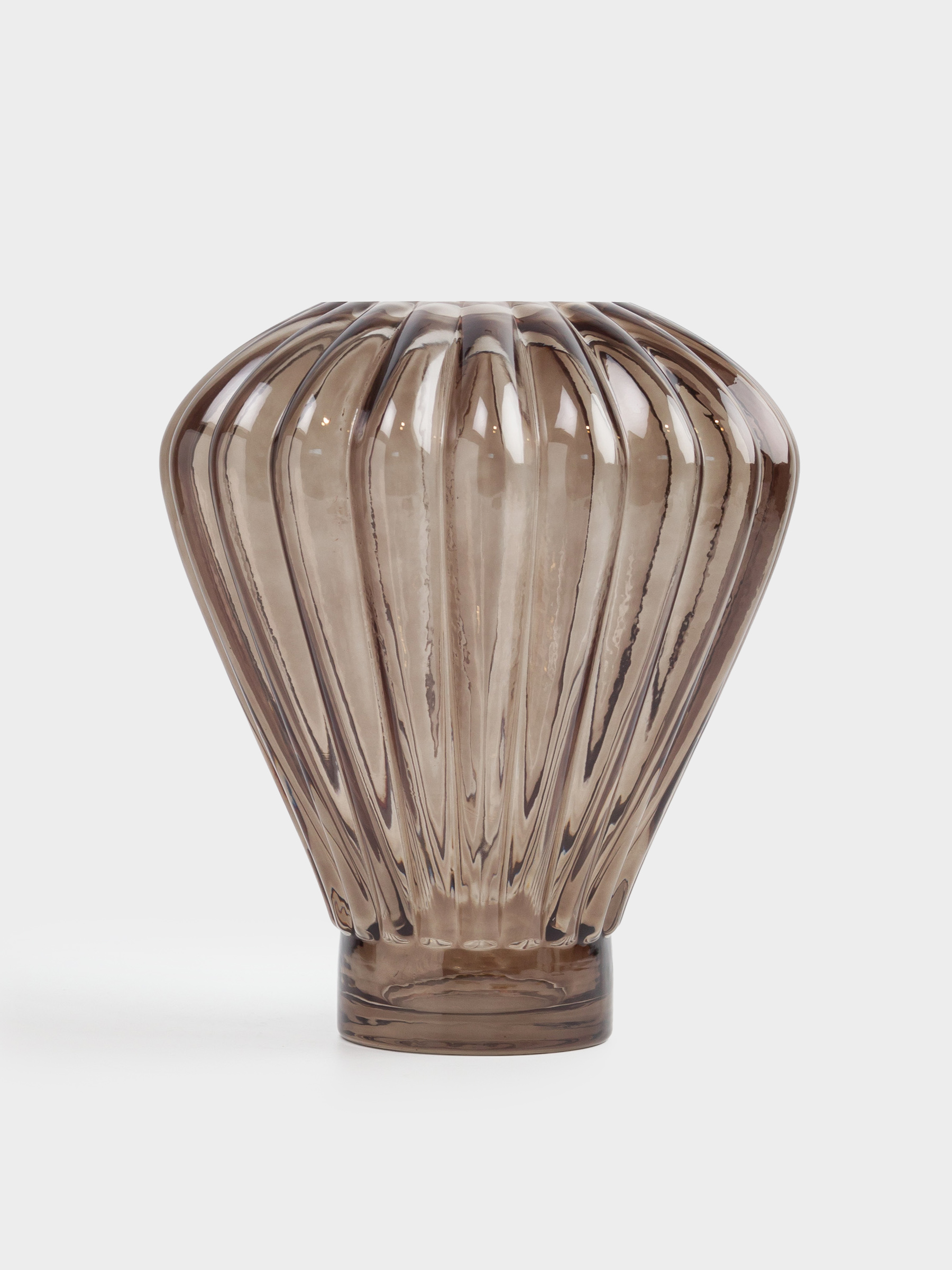 Flower vase, 27 cm, glass, brown, Ribedic, image-1