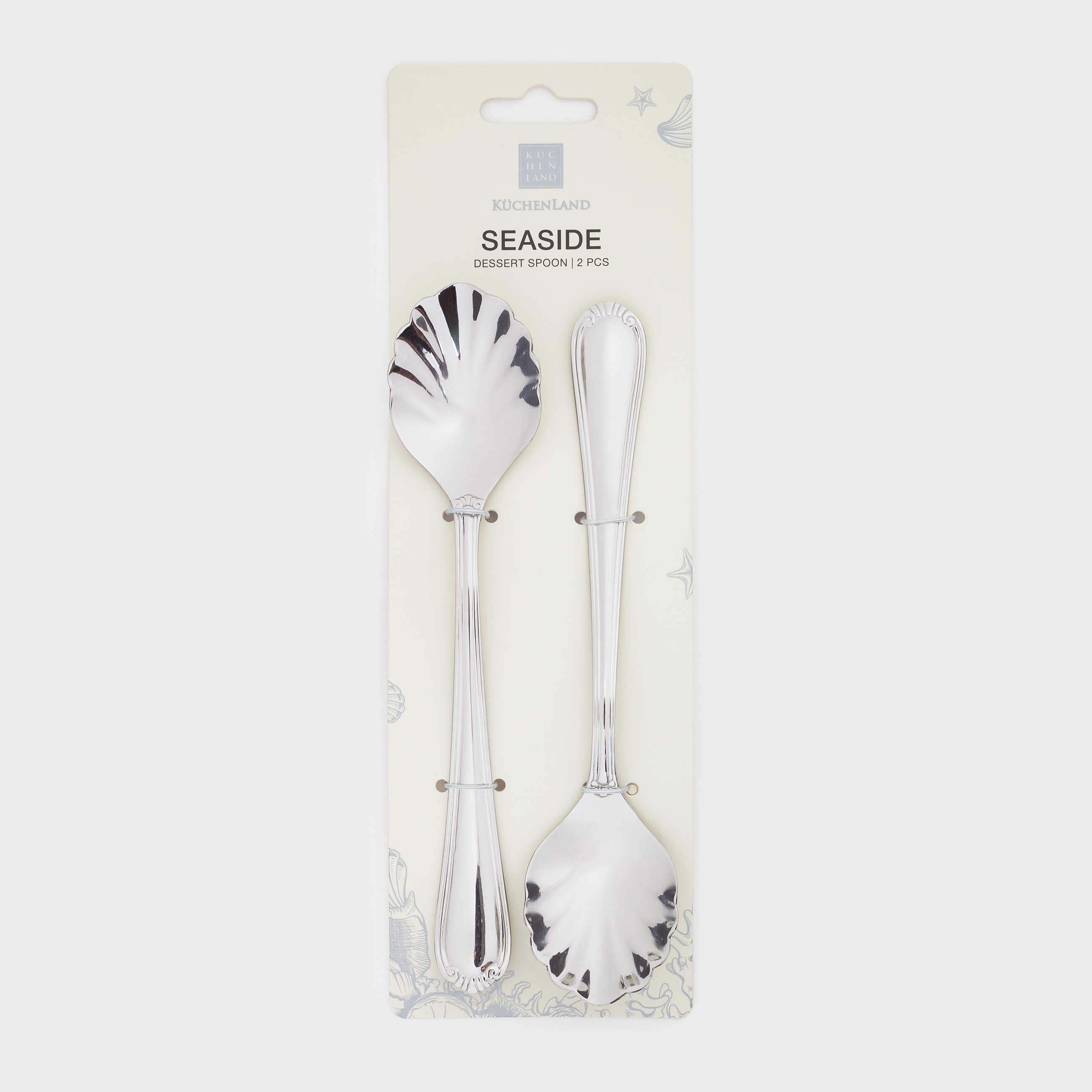 Dessert spoon, 16 cm, 2 pcs, steel, silver, Shell, Seaside, image-3