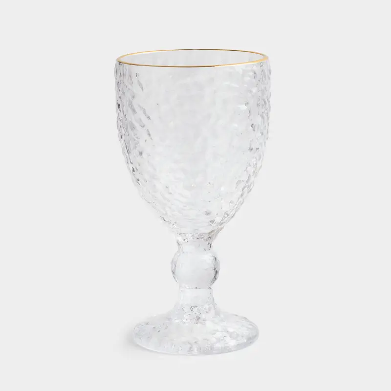 Wine goblet glass, 320 ml, glass, with golden edging, Nautilus Gold ,image-0