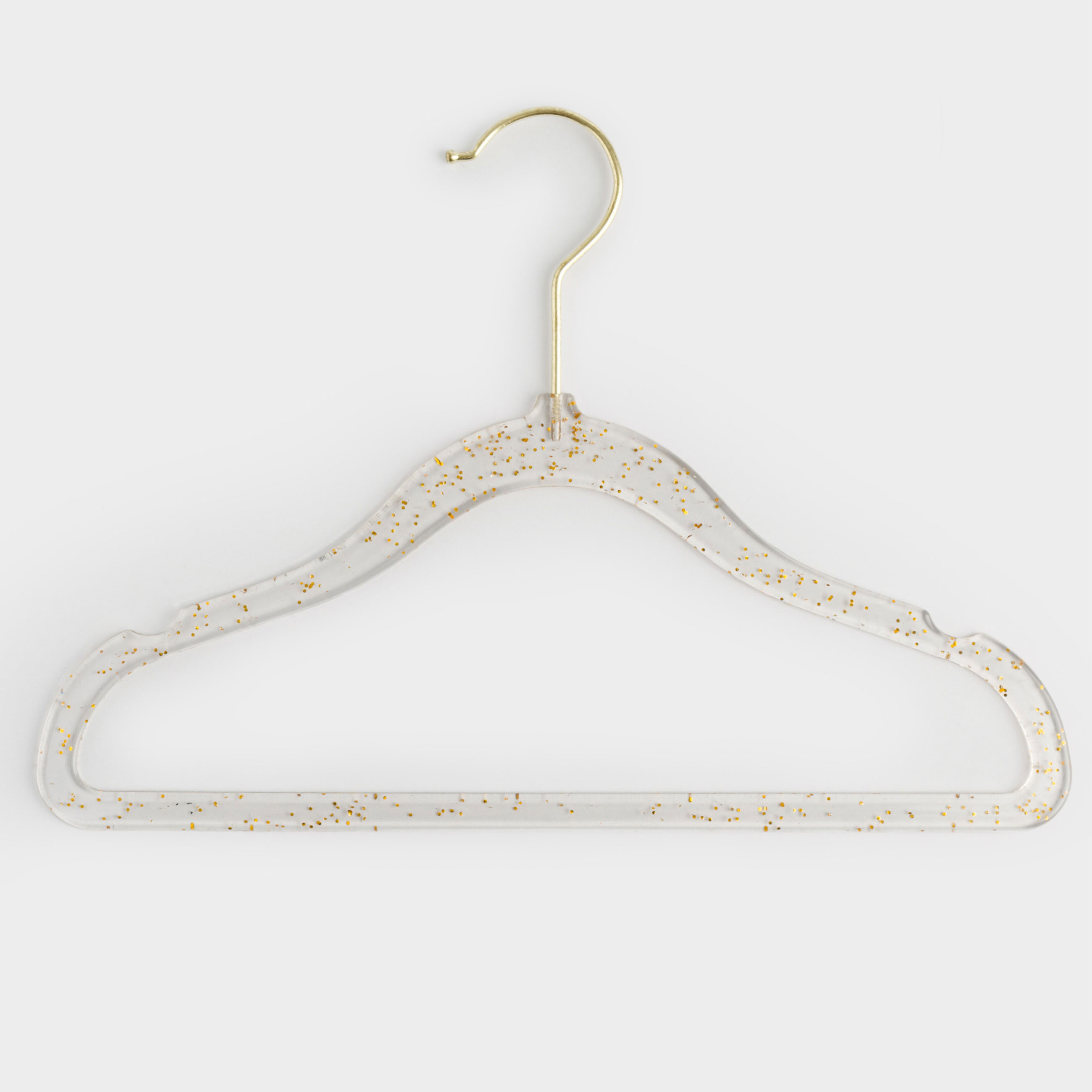 Hanger-hangers, 30 cm, 3 pcs, children's, plastic, transparent with golden sequins, Shimmer