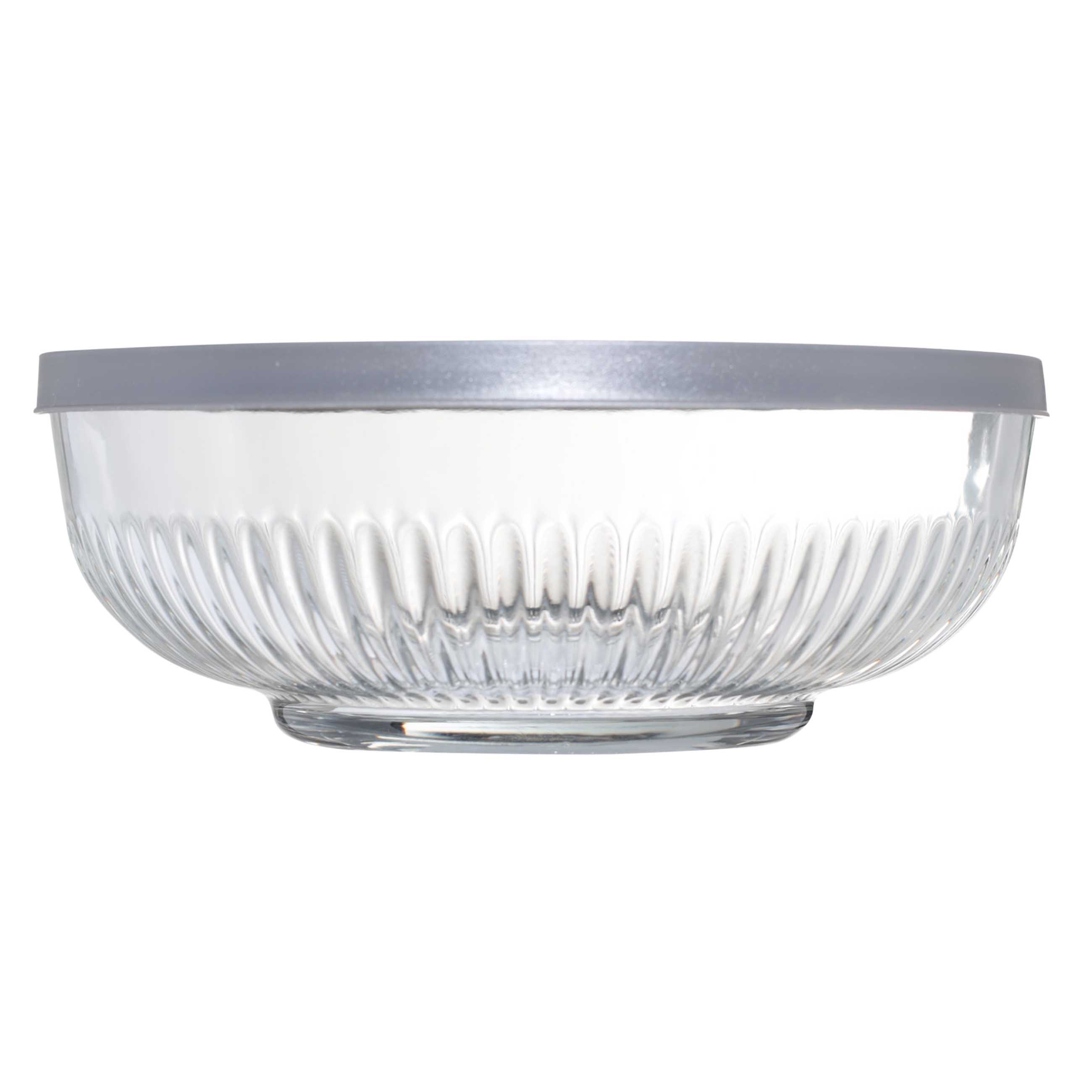 Salad bowl, 17x6 cm, 1.2 l, with lid, glass R / plastic, Madeira