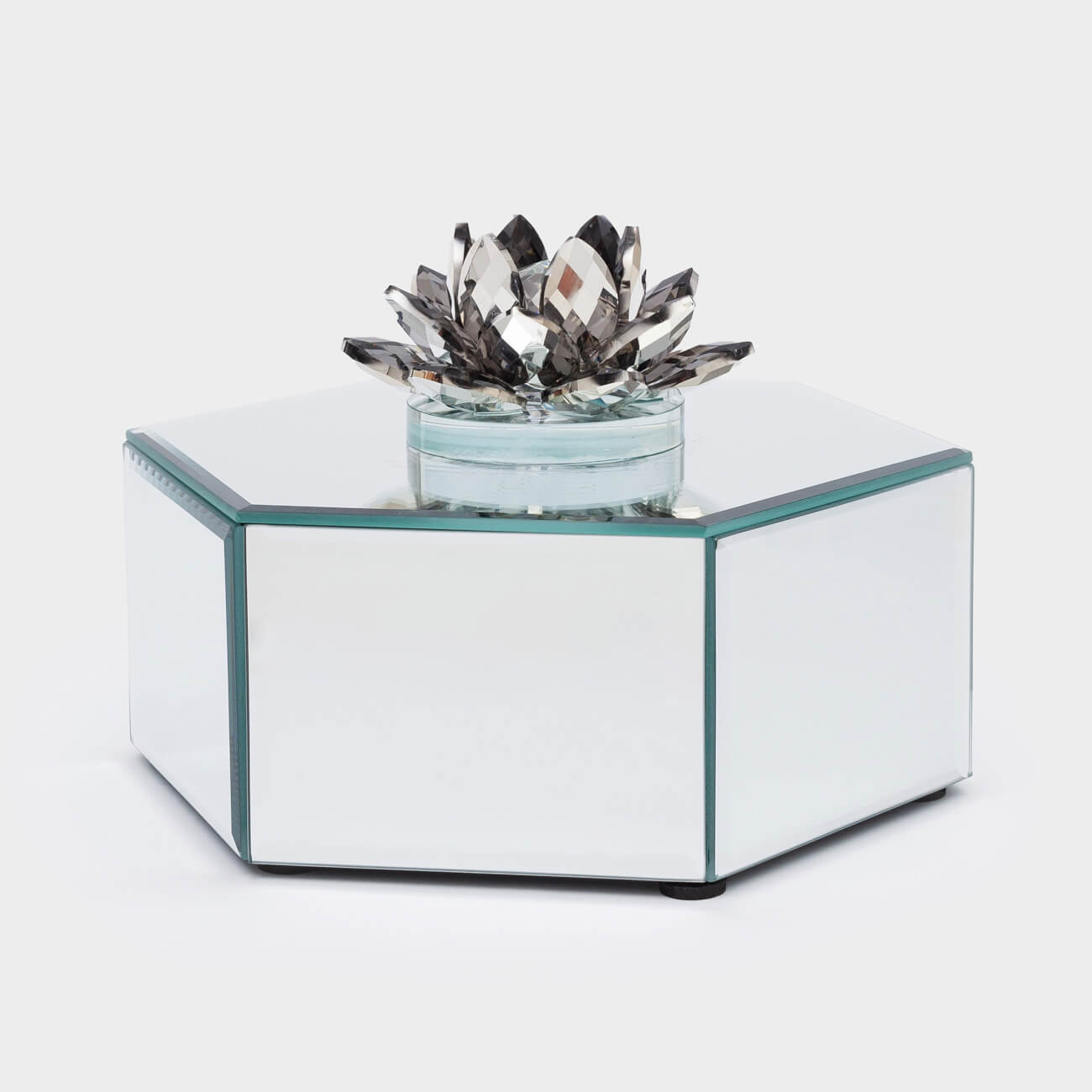 Jewelry box, 19x21 cm, glass, mirror, Lotus, Glossy