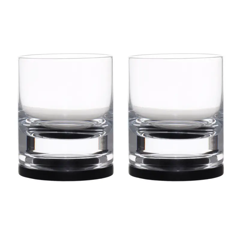 Drinking glass, 10 cm, 340 ml, 2 pcs, on a stand, glass / wood, Clear ,image-0