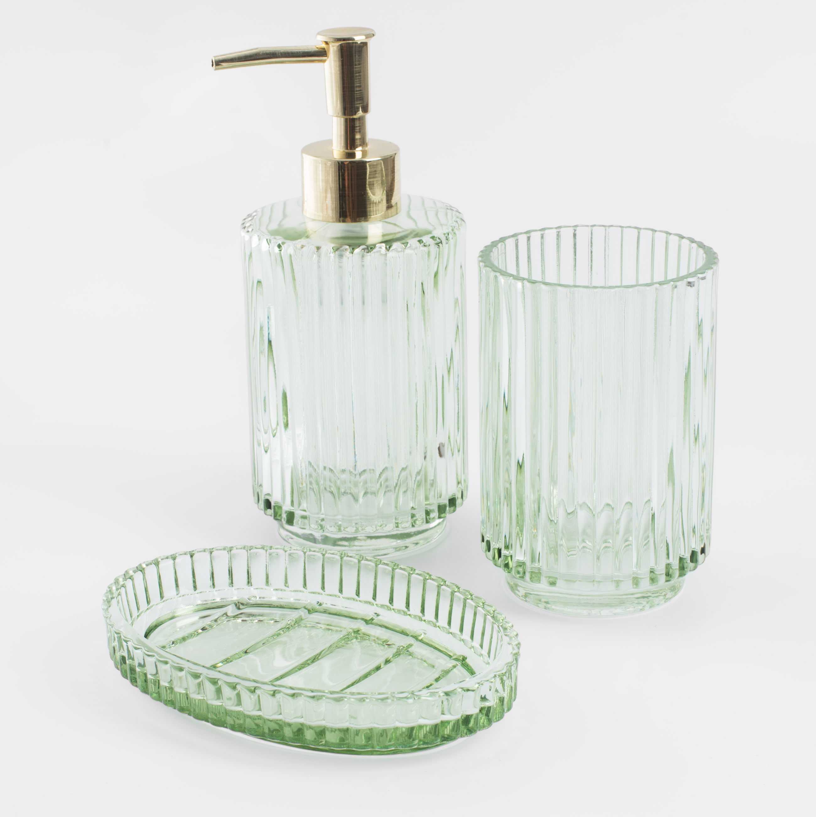 Bathroom tumbler, 11 cm, Glass, Green, Ribby