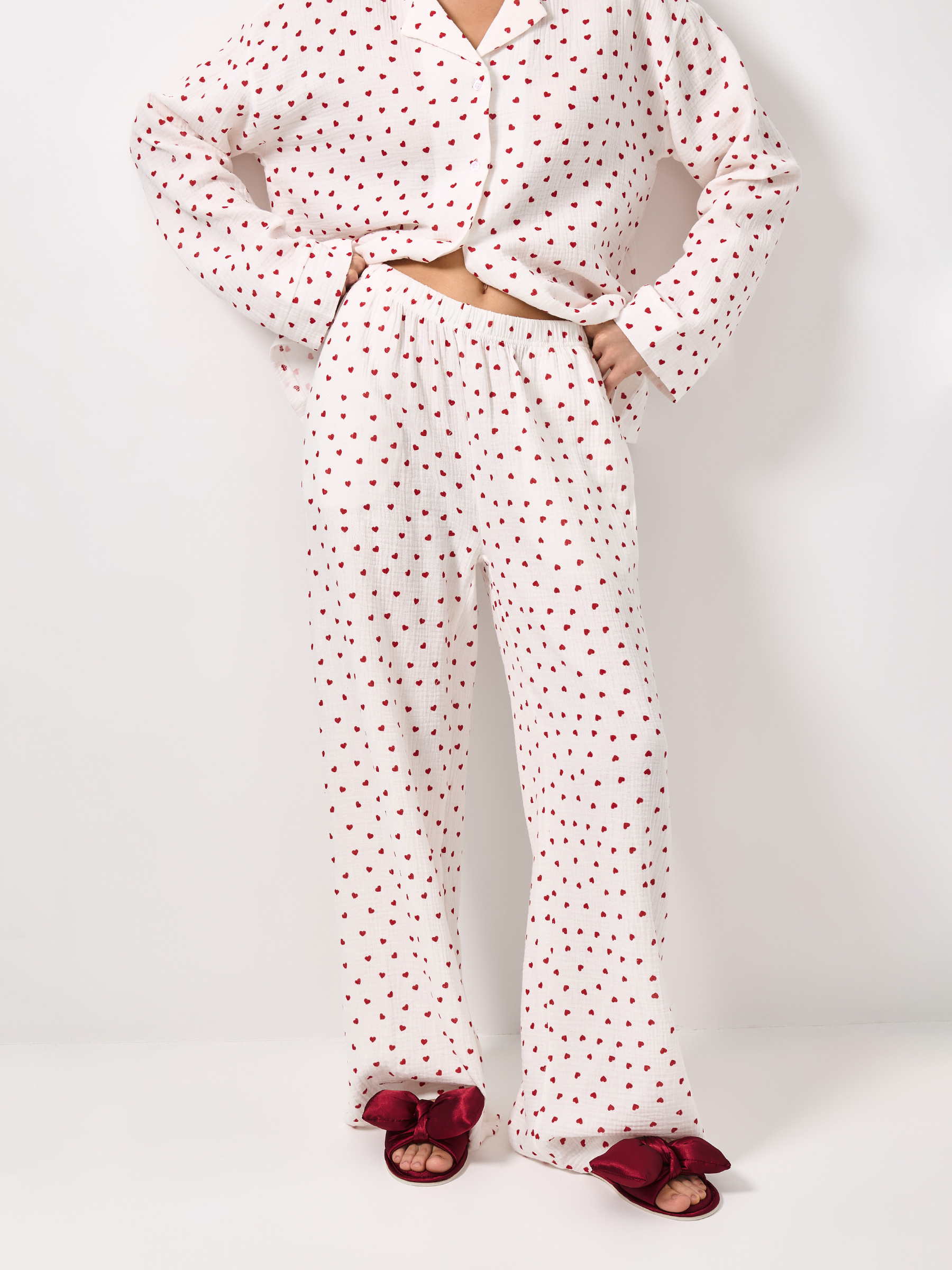 Women's trousers, homewear, size S, muslin, milky, Flowers, Ateira, image-2