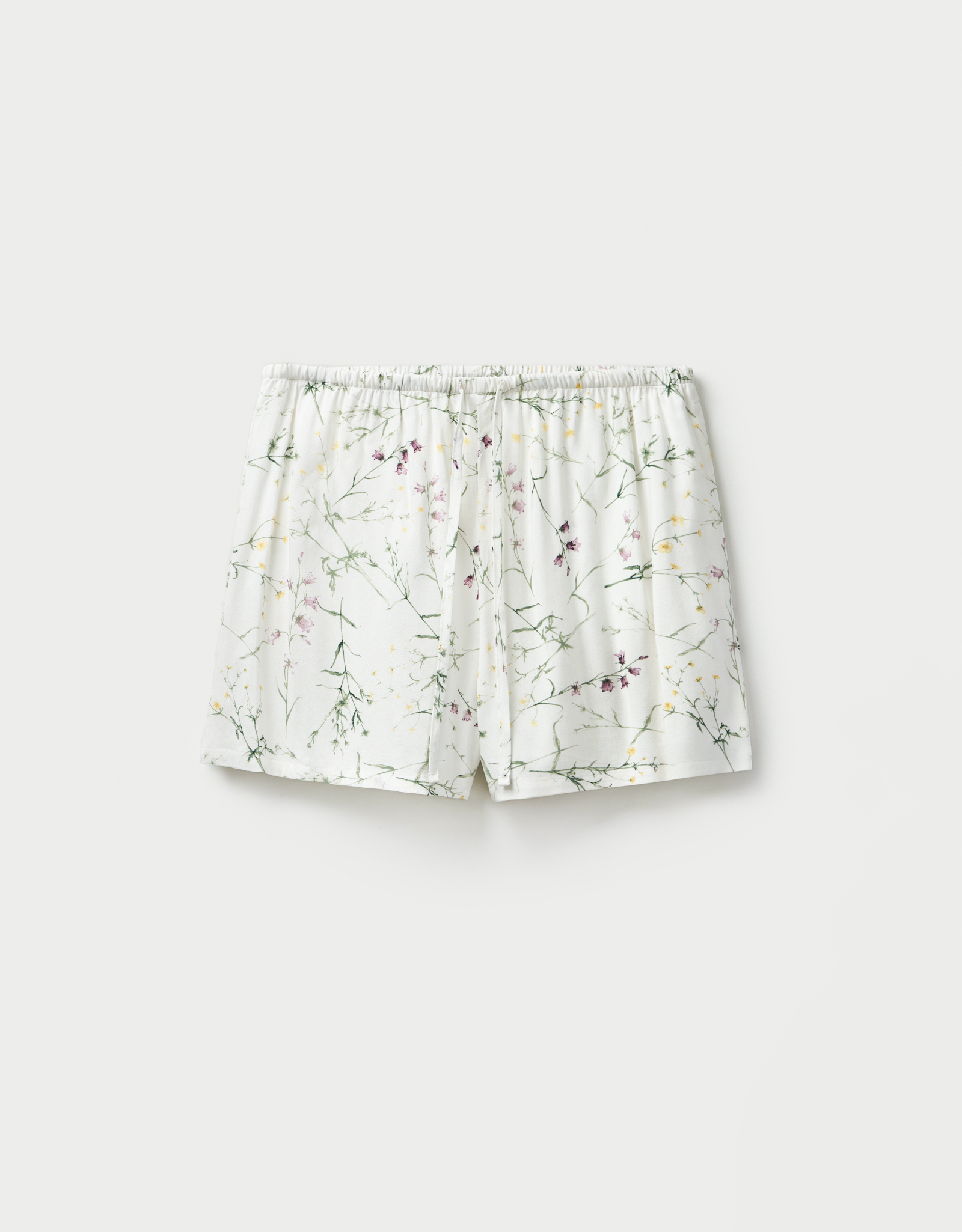 Women's shorts, homewear, size L, viscose, milky, wildflowers, Amina, image-8