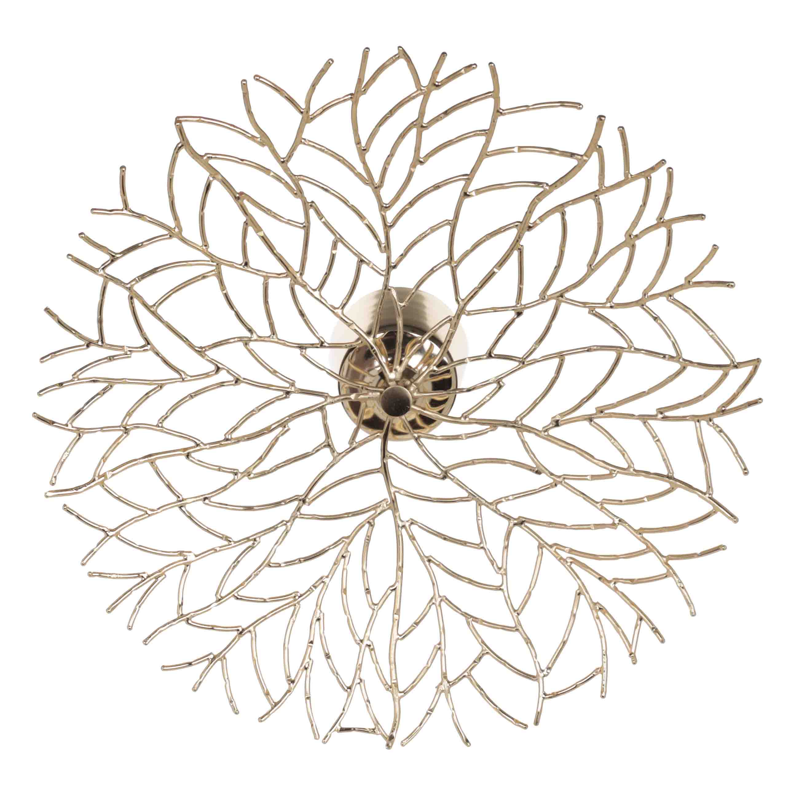 Fruit basket, 37x19 cm, on a leg, metal, golden, Branches, Twist gold