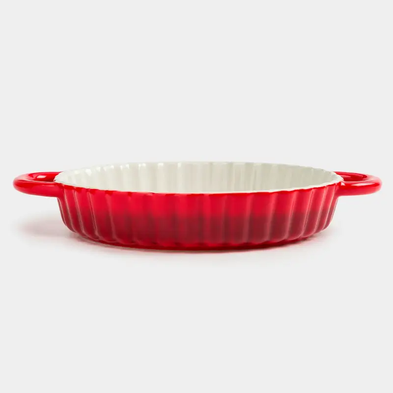 Baking dish, 28 cm, ceramic, round, burgundy, Gradient, Cakes gradient