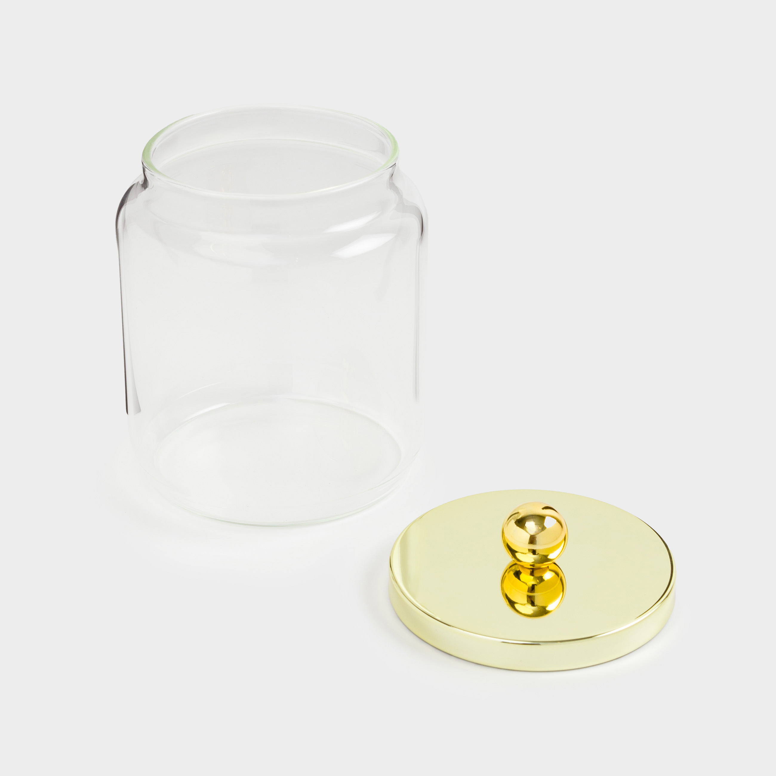 Storage container, 9x12 cm, 450 ml, glass / metal, gold, Classic gold
