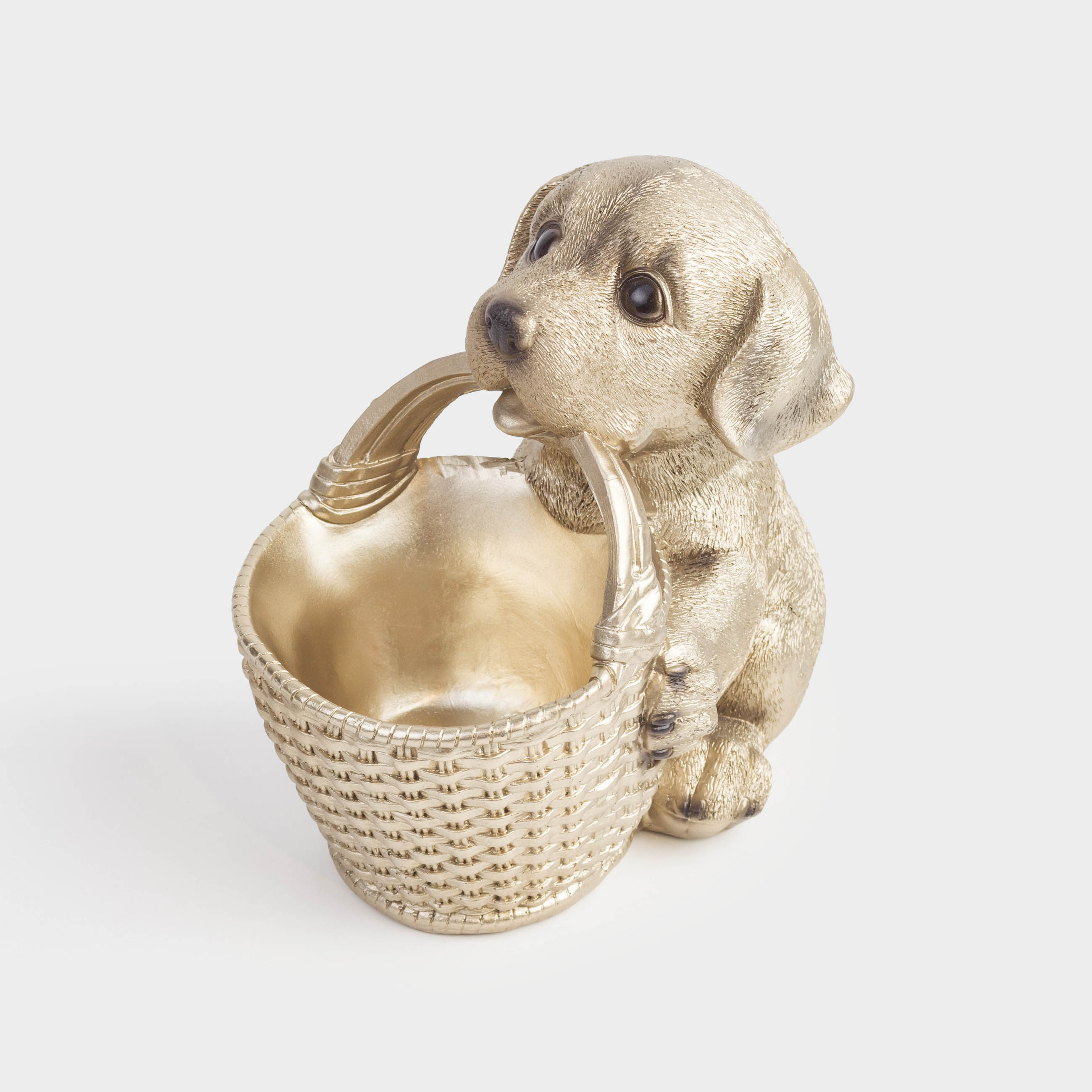 Candy bowl, 19x18 cm, with handle, polyresin, beige, Labrador with basket, Dog, image-2