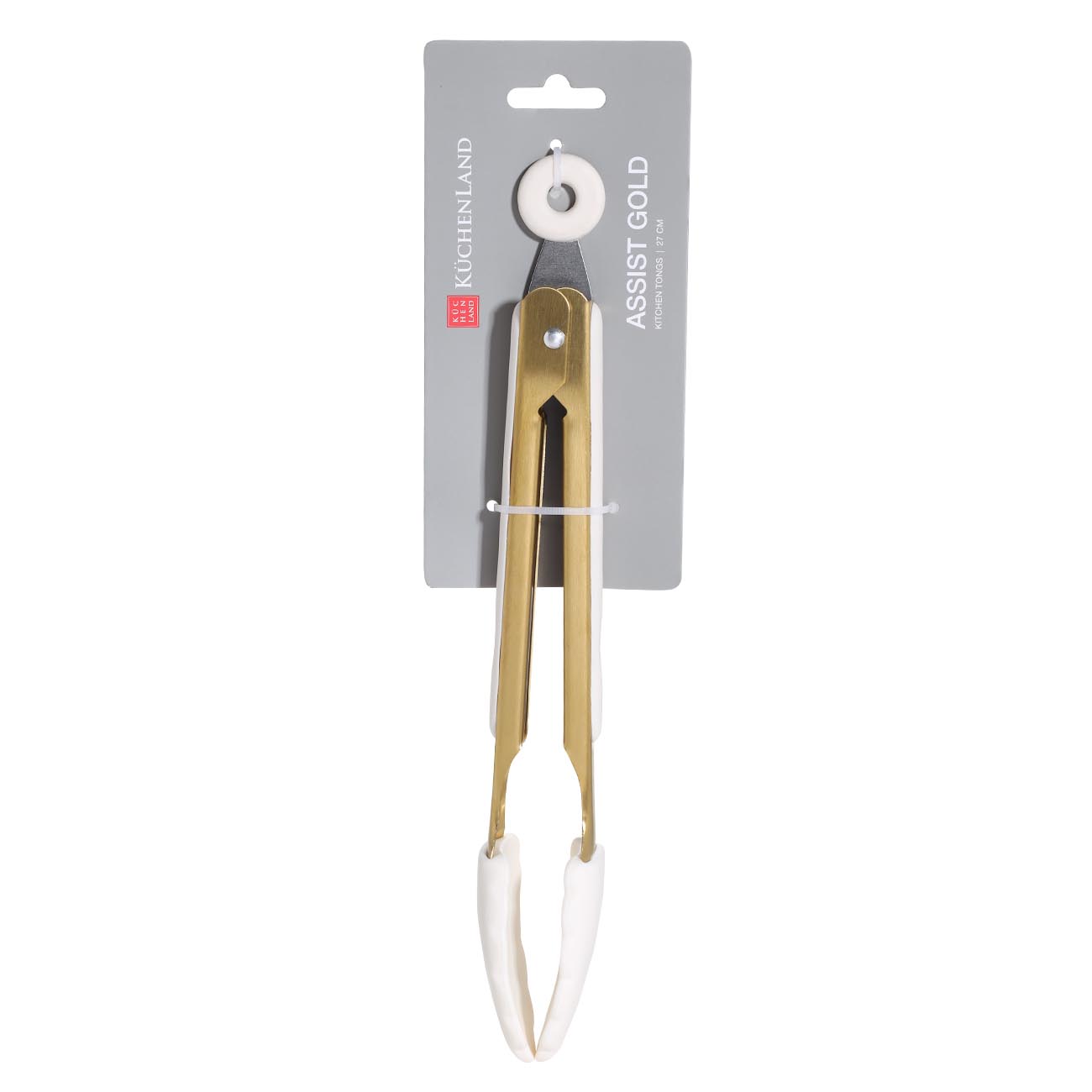 Kitchen tongs, 27 cm, steel / silicone, golden milky, Bello gold