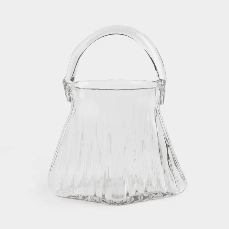 Flower vase, 28 cm, decorative, with handle, Glass R, Bag, Ribby