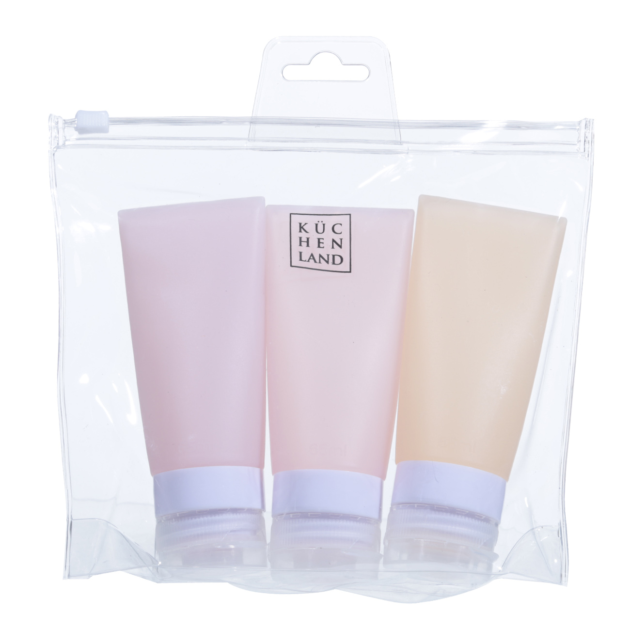 Travel bottle set, 3 pcs, tubes, in cosmetic bag, silicone, Travel color, image-1