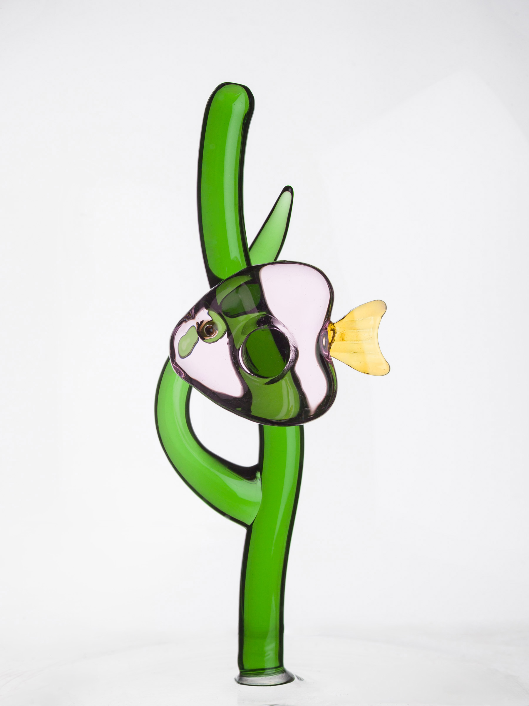 Jug, 1.6 l, glass, Green handle, Fish, Shape, image-5