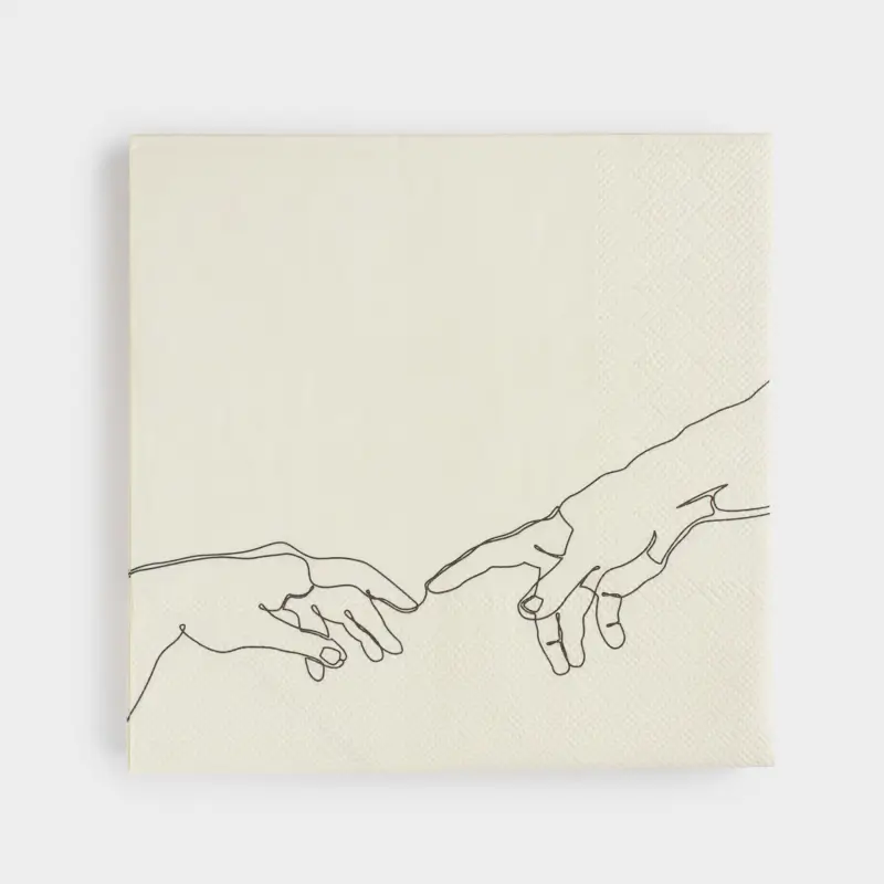 Paper napkins, 33x33 cm, 20 pcs, square, white, Hands, Hand ,image-0