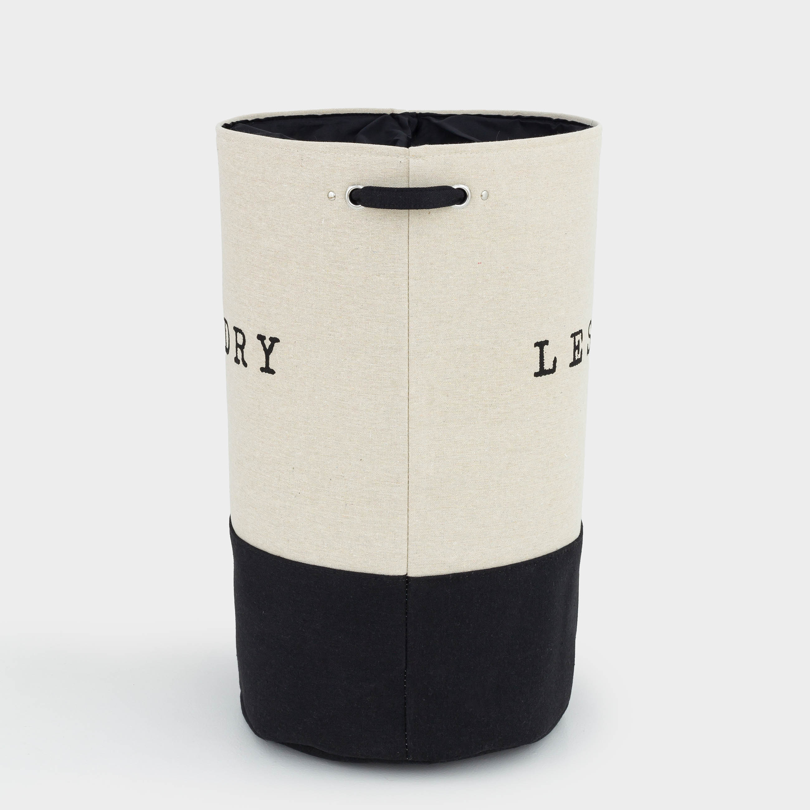 Laundry storage bag, 38x60 cm, with handles, canvas, round, black and white, Solo