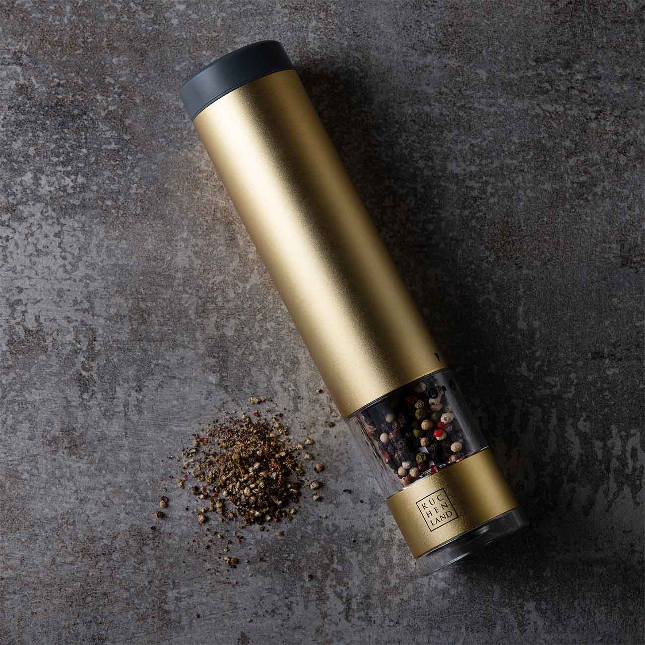 Spice mill, 22 cm, Electric, metal / plastic, LED W, Golden, Piquant