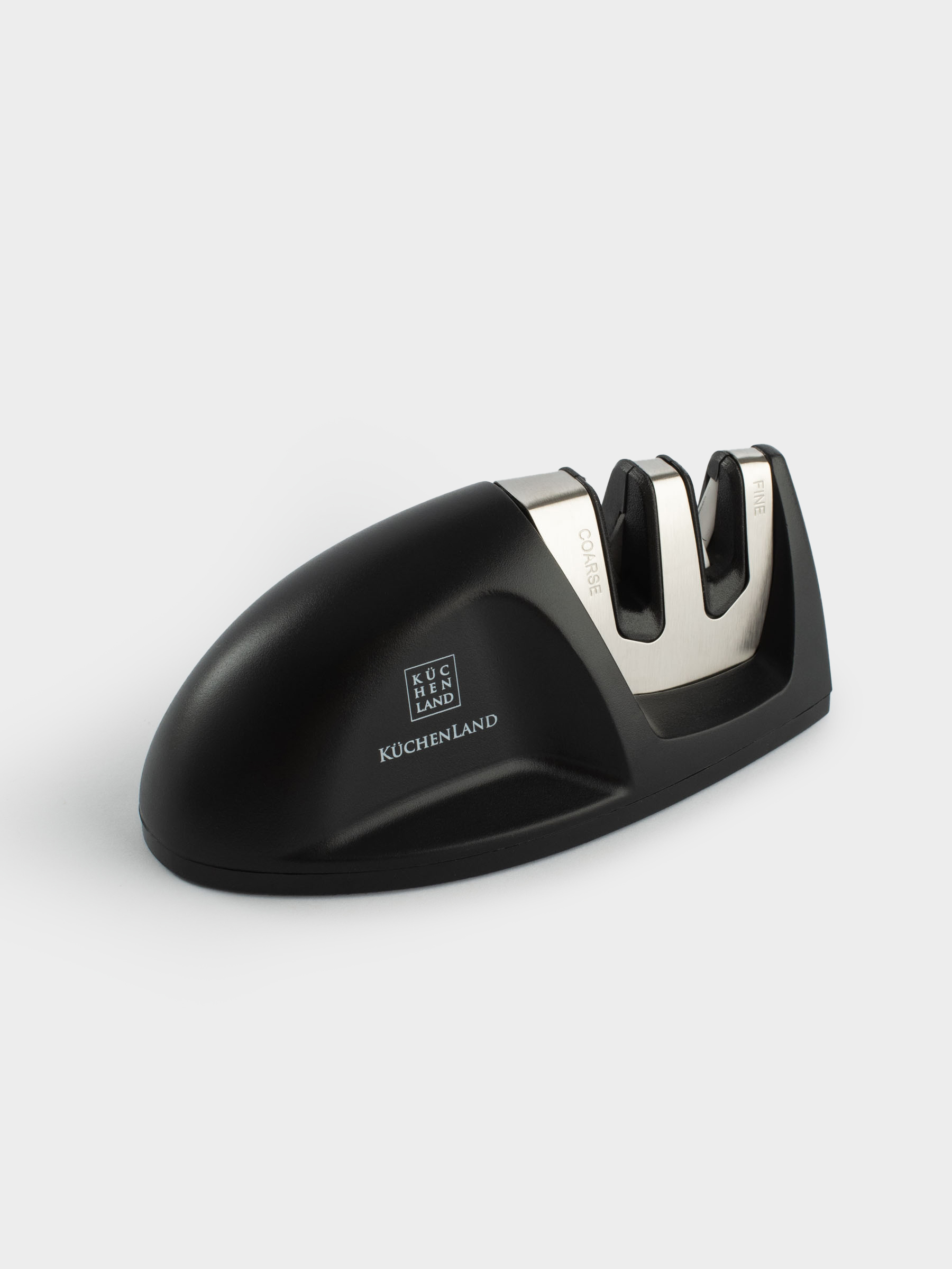 Knife Sharpener, 10 cm, 2-Stage sharpening, black, oval-shaped, Accessories, image-1