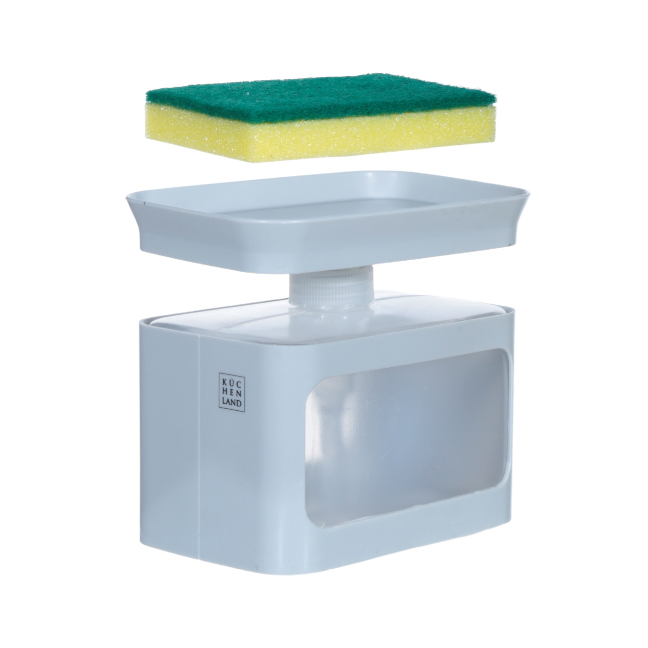Detergent dispenser, 680 ml, with sponge, Platform, Plastic, Grey, Keeping