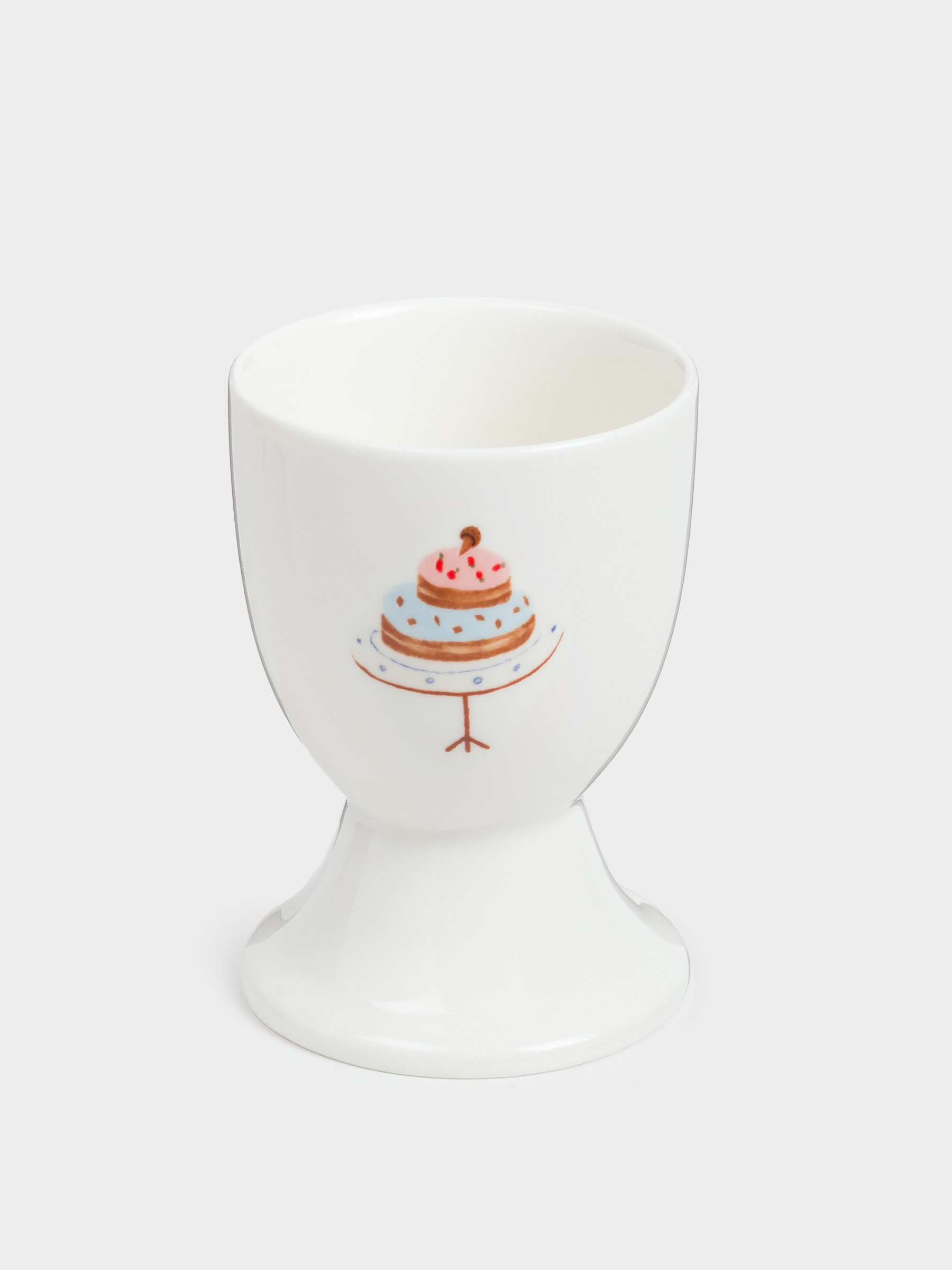 Egg stand for children, 7 cm, porcelain N, white, Cake and hare, Little pet, image-1