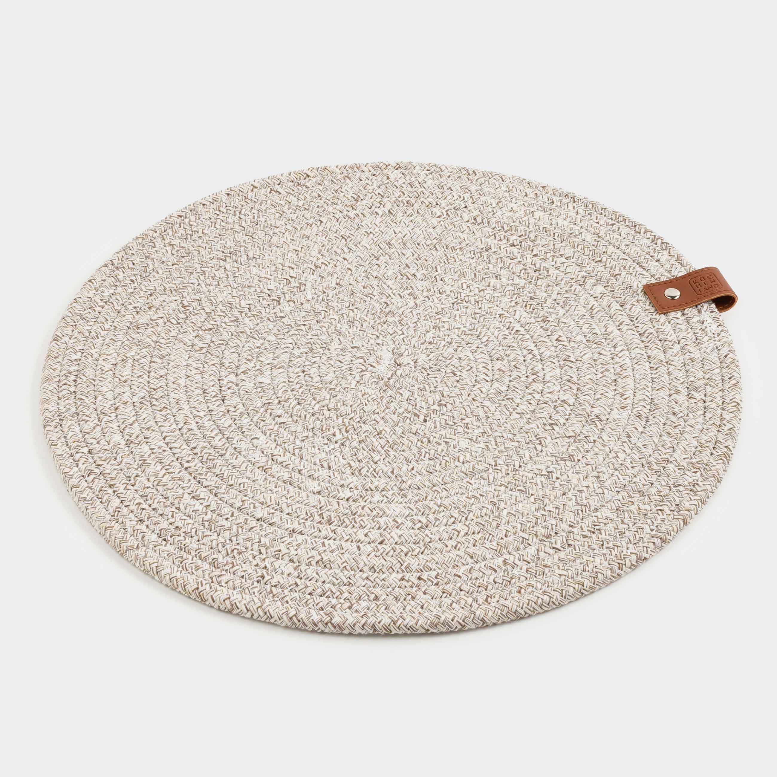 Placemat, 38 cm, polyester / cotton, round, beige-brown, Swivel, image-1