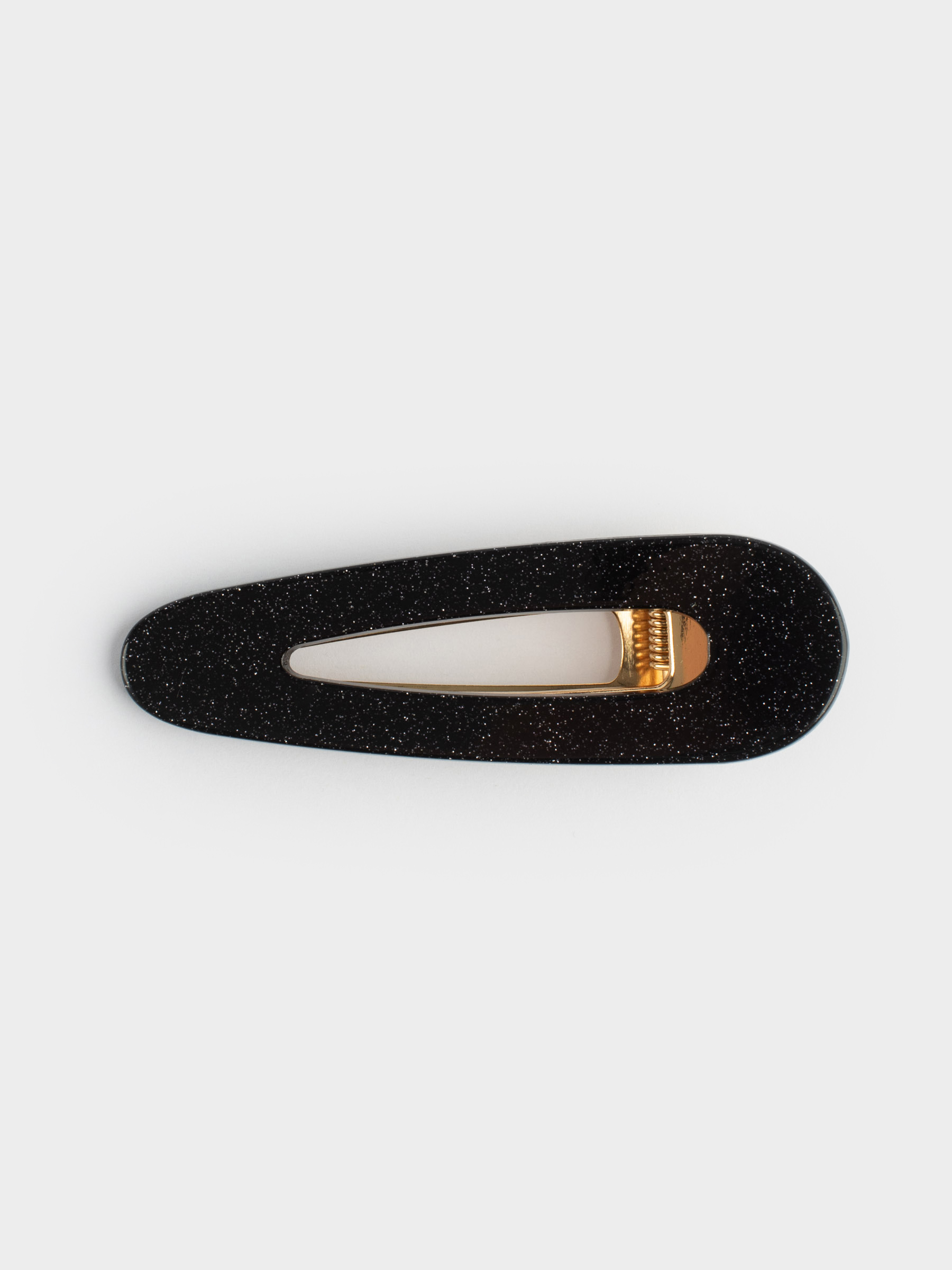 Hair clip, 7 cm, acrylic / metal, Black, Basic, image-0