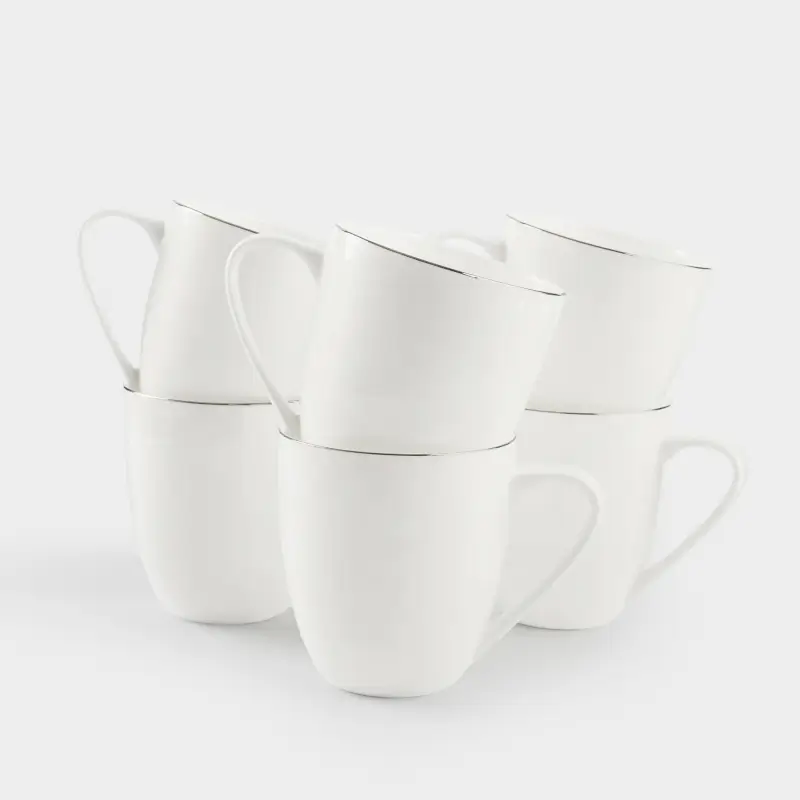 Mug, 450 ml, 6 pcs, porcelain F, white, Ideal silver ,image-0