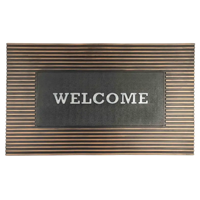 Door mat, 45x75 cm, rubber, bronze-black, Stripes, homewear deco ,image-0