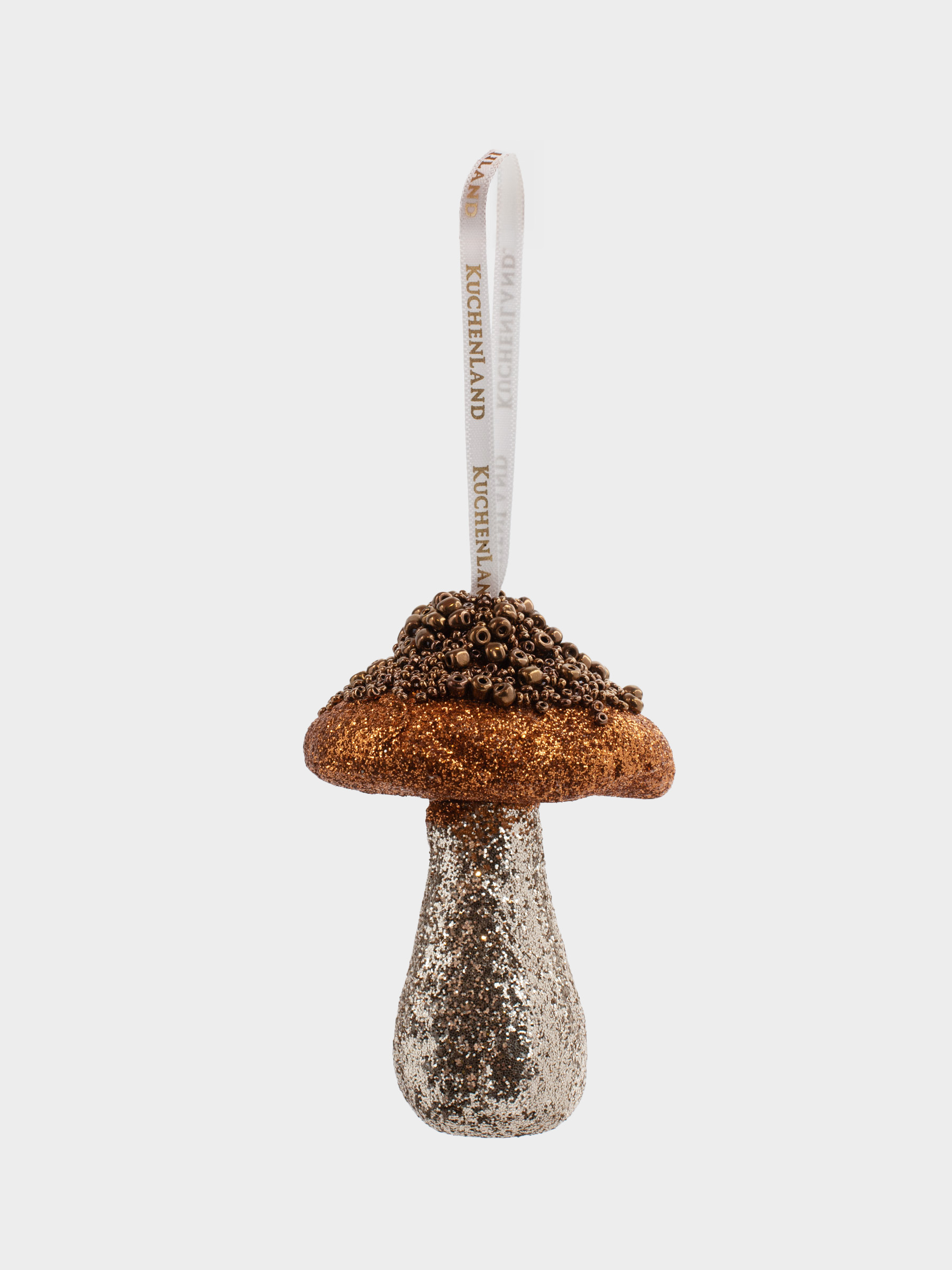 Christmas tree toy, 10 cm, polyester, brown, Mushroom, Figure sparkle, image-2