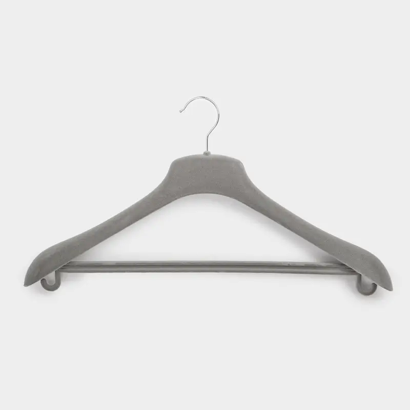 Coat hanger, 46 cm, for jackets and outerwear, flock, grey, Household ,image-0
