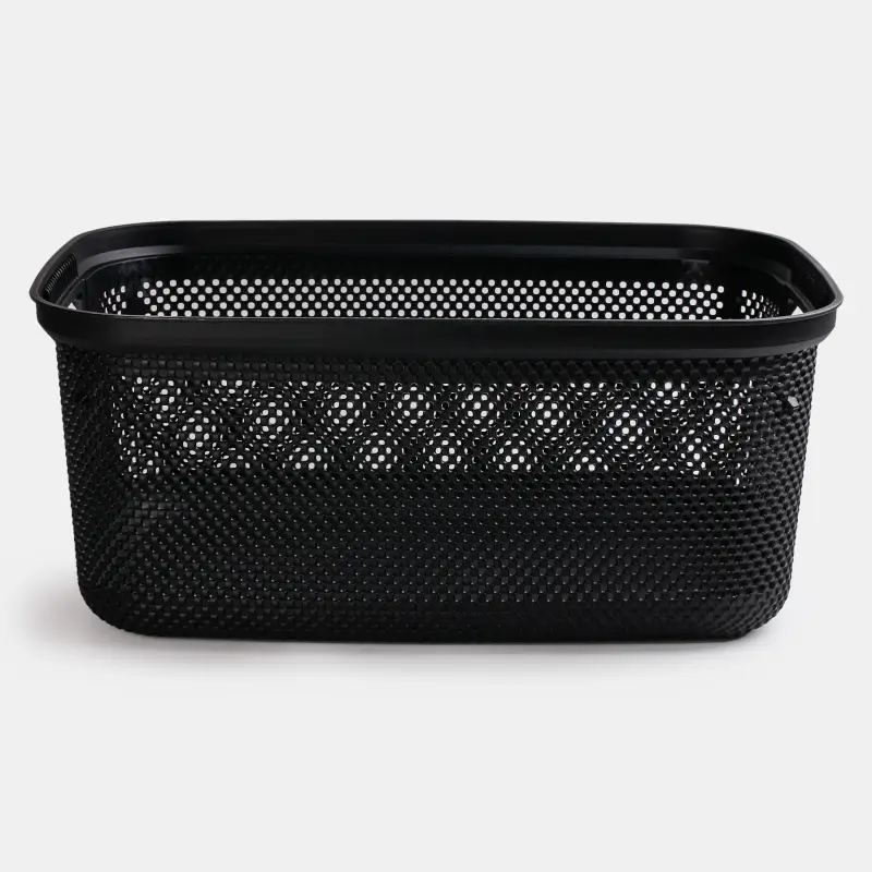 Laundry basket, 52x35x22 cm, with handles, plastic, rectangular, black, Nickel ,image-0