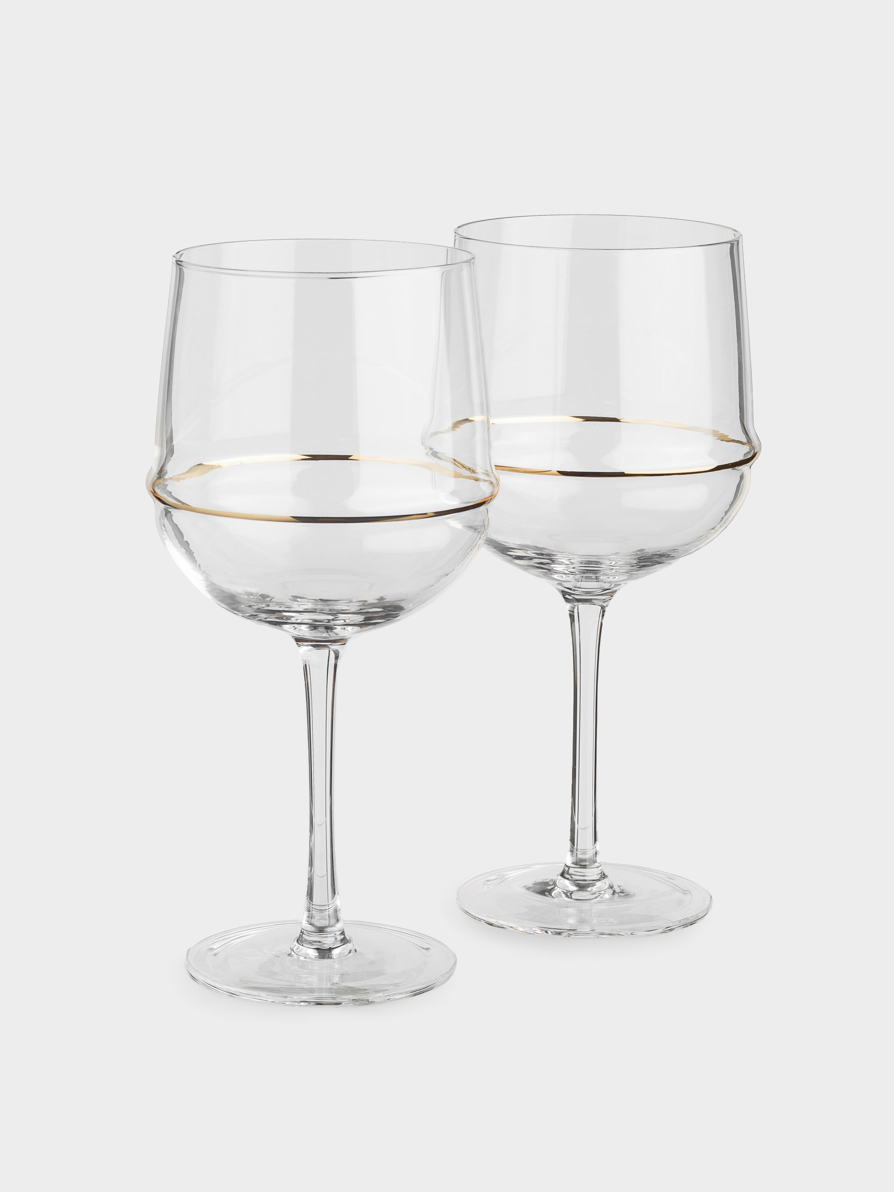 Drinking glass, 510 ml, 2 pcs, Crystal glass, Golden ring, Rivello, image-1
