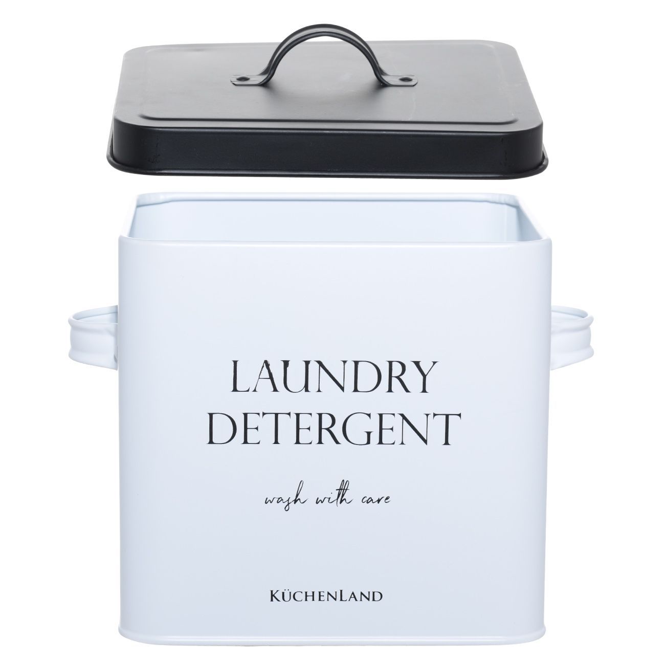 Washing powder container, 4.5 l, with measuring spoon, metal, black and white, Compact black