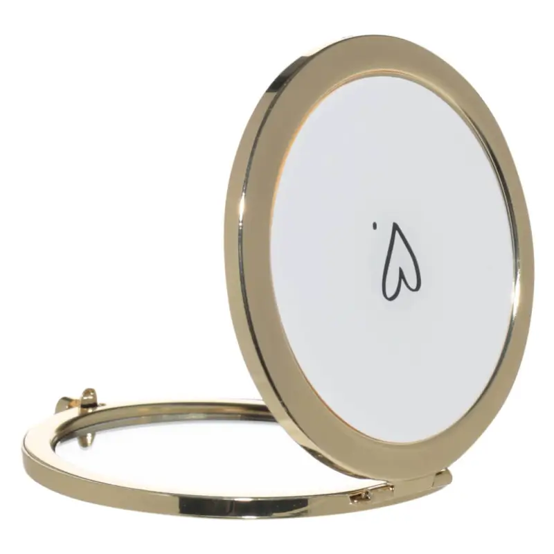 Pocket mirror, 7 cm, double-sided, metal, gold, Freya