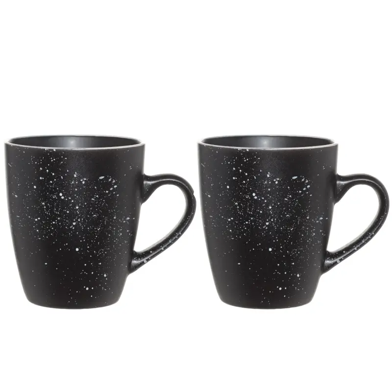 Mug, 400 ml, 2 pcs, ceramic, black, speckled, Particle ,image-0