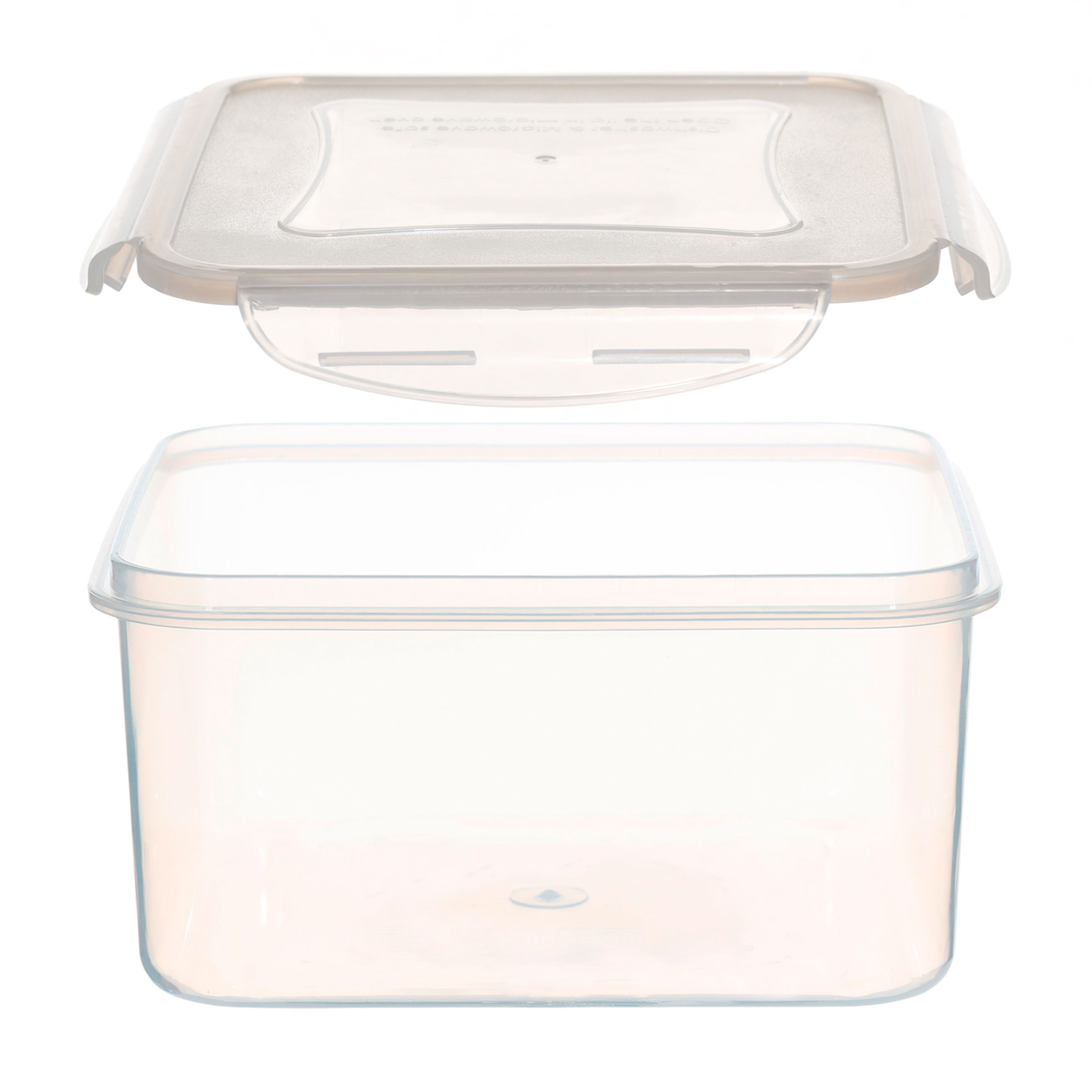 Container set, 4 pcs, with clips, plastic / silicone, Square, Beige, Roomy clip, image-2