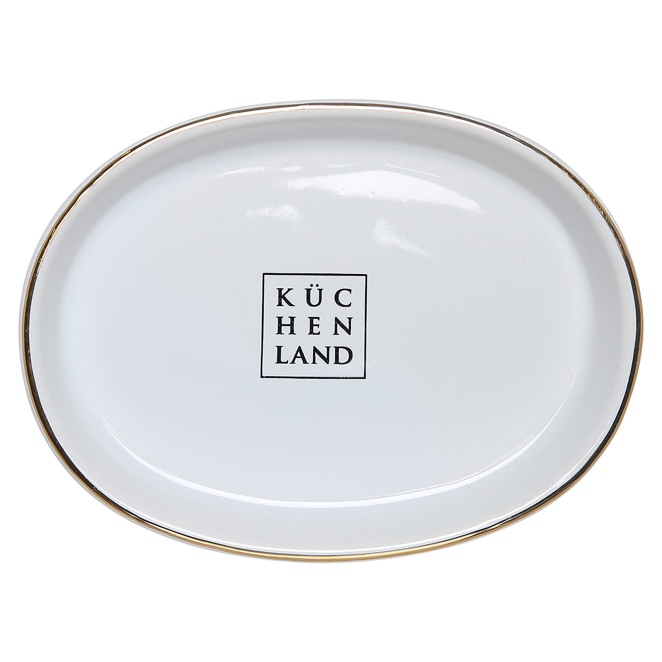 Soap dish, 11. 5x8. 5 cm, ceramic, oval, white-gold, Freya