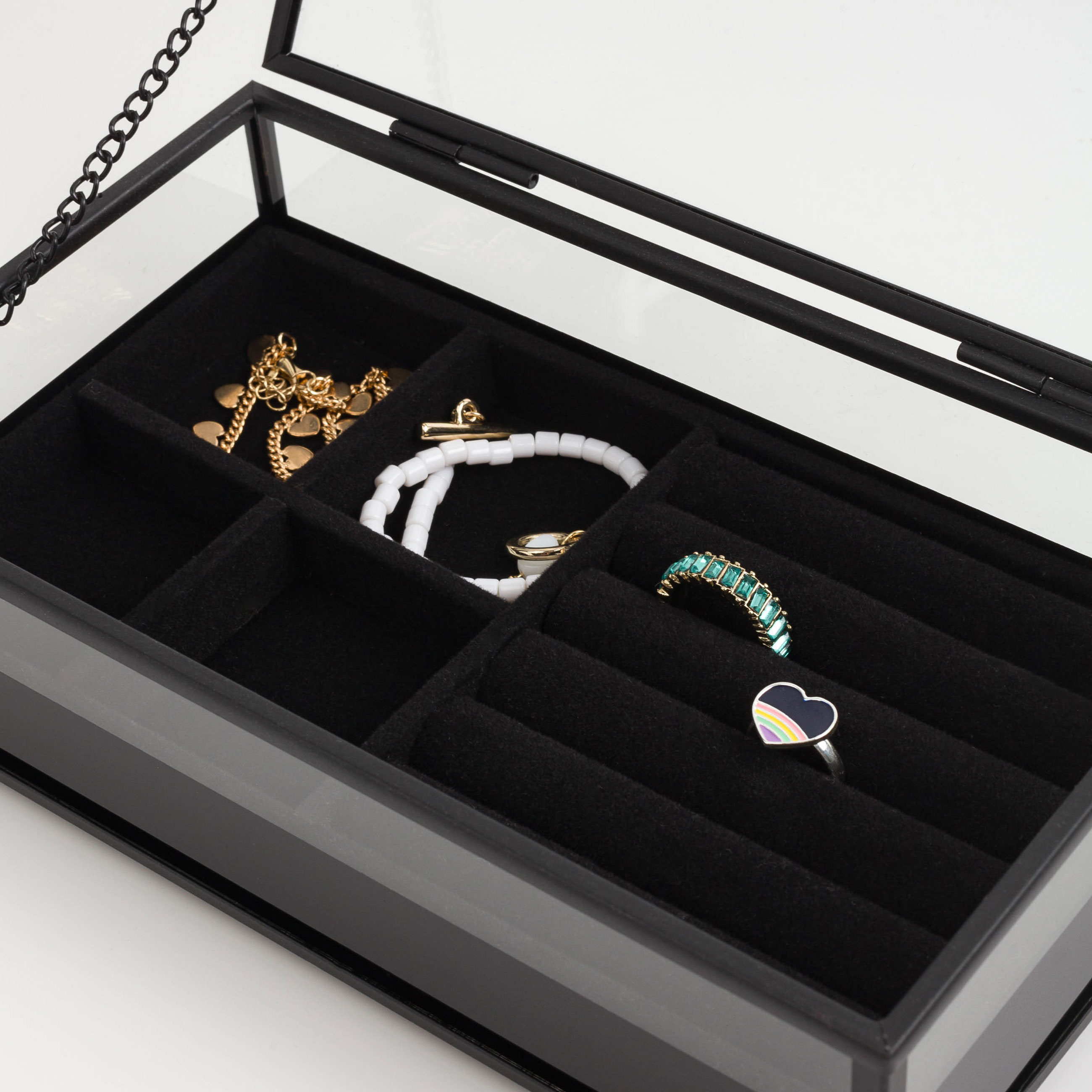 Jewelry box, 21x13 cm, glass / metal, black, Collection, image-6