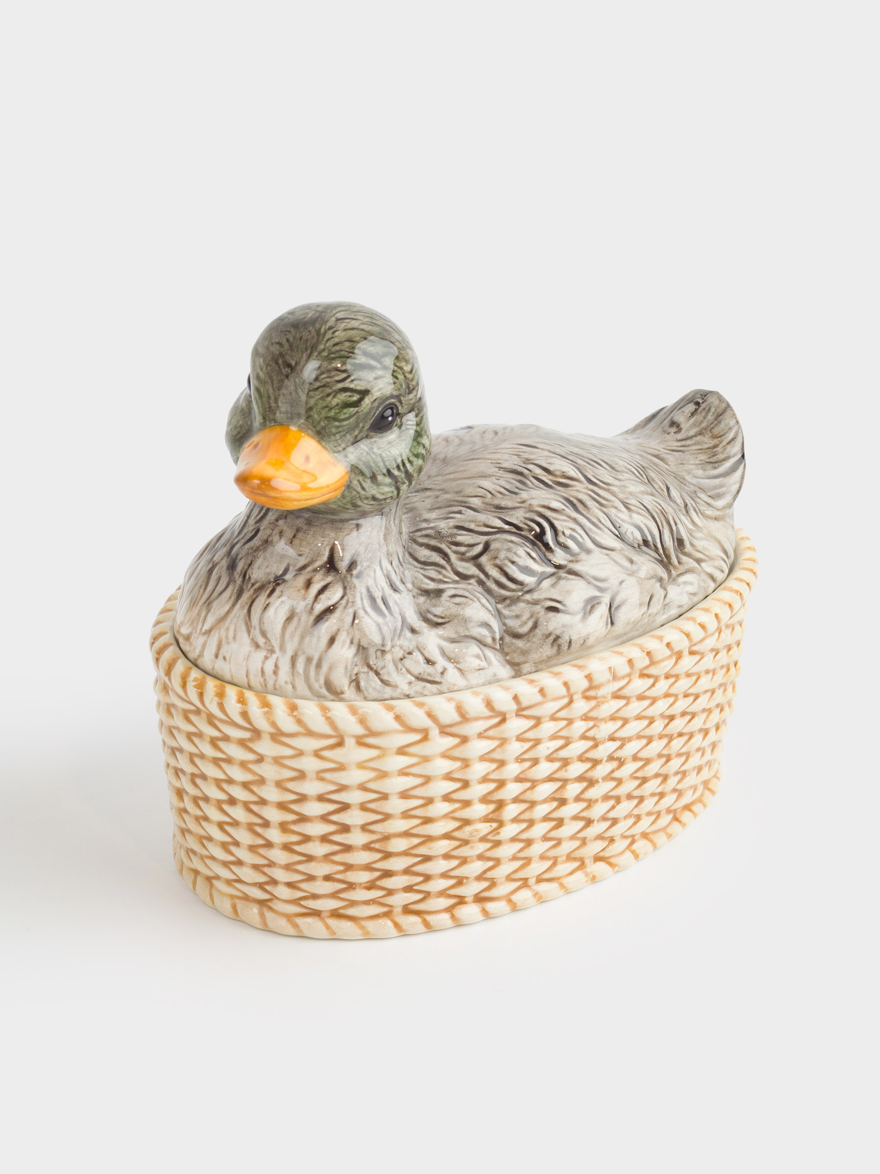 Storage container, 17x16 cm, 600 ml, ceramic, Duck on basket, Duck
