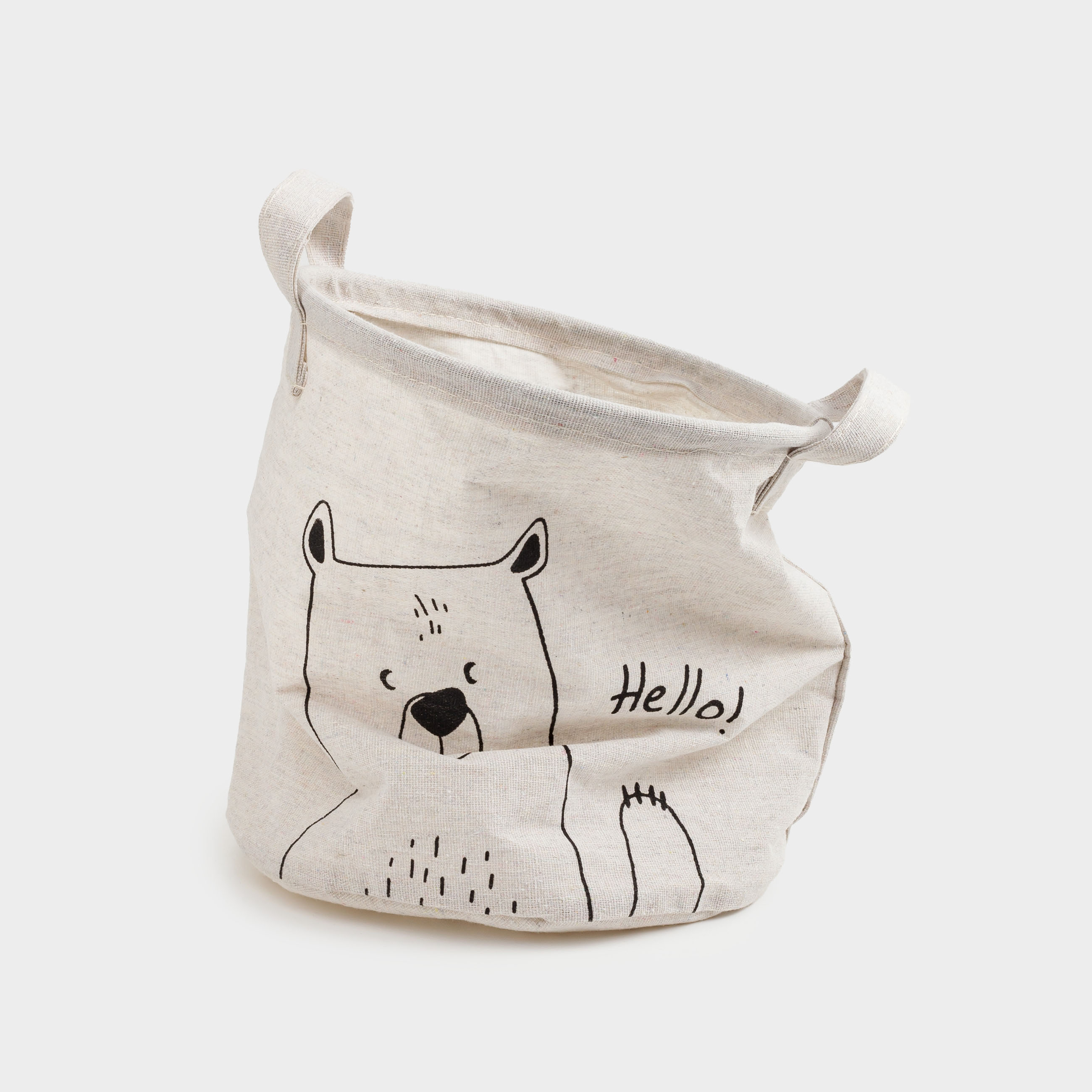 Storage bag, 22x25 cm, with handles, Cotton/polyester, round, Milky, Bear, Funny world, image-4