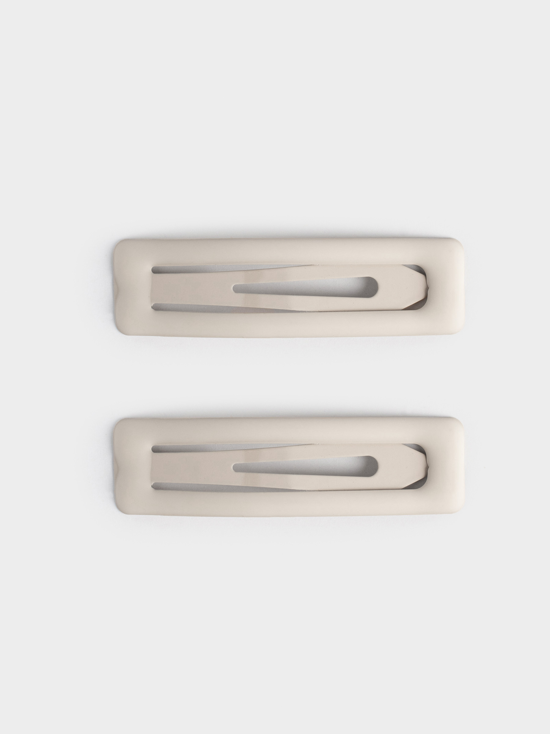 Hair clip, 7 cm, 2 pcs, metal, grey, Hair basic, image-0