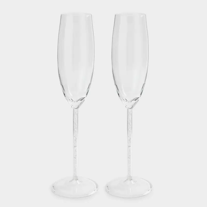 Champagne glass, 180 ml, 2 pcs, glass / rhinestones, Crystal