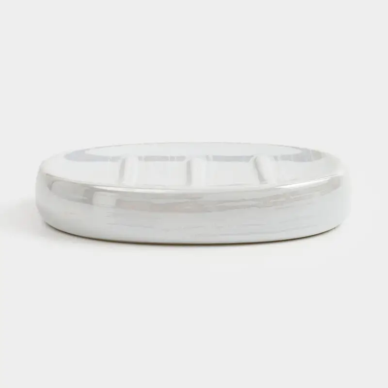 Soap dish, 12x8 cm, ceramic, white, mother of pearl, Odyssey