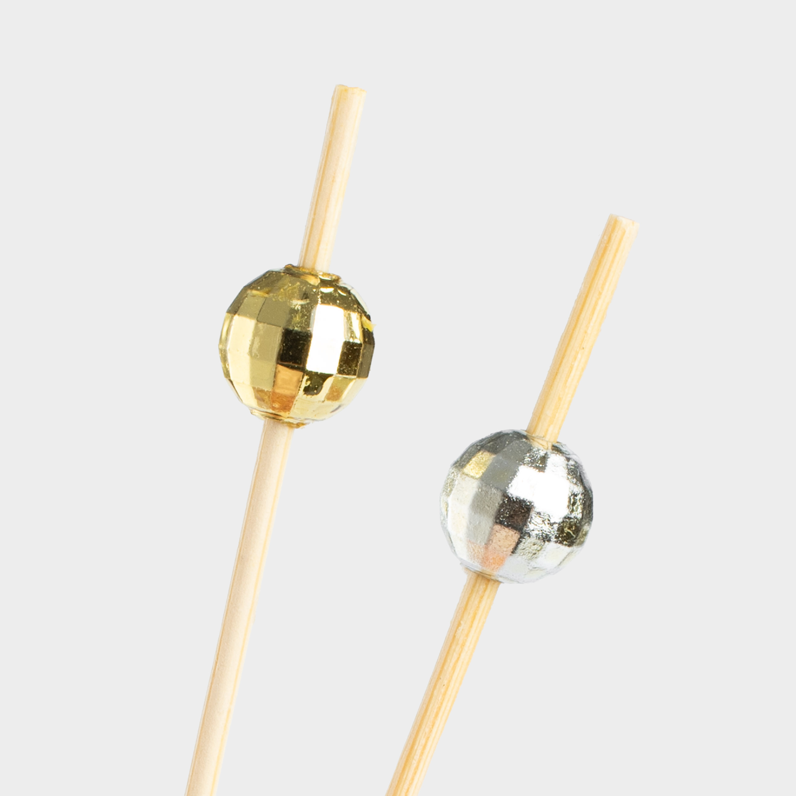 Canape skewers, 9 cm, 20 pcs, bamboo, white and red, Disco ball, Elegant details