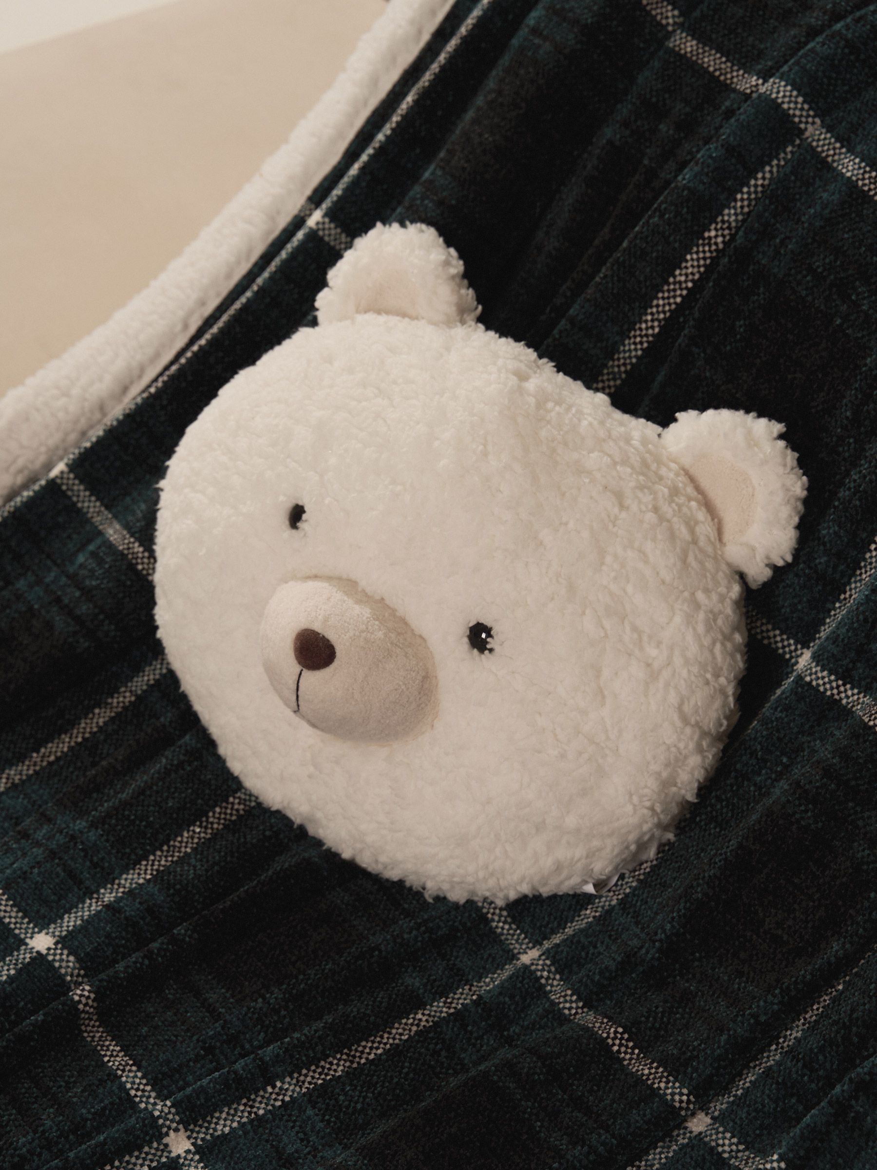 Decorative pillow, 30x25 cm, plush, white, Bear, Bear, image-1