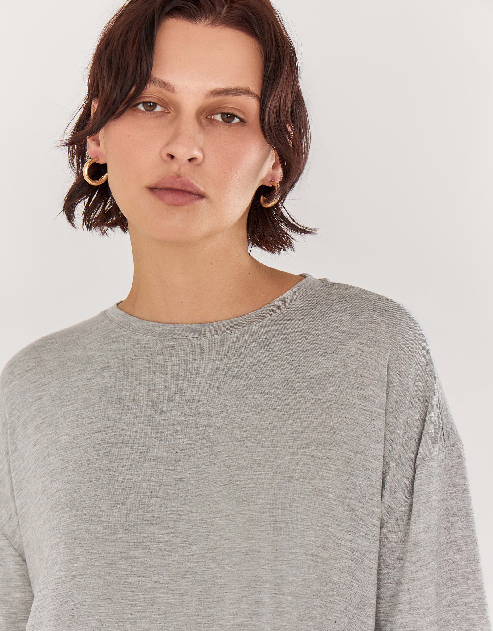 Women's T-shirt, homewear, size L, bamboo, grey melange, Rima, image-2