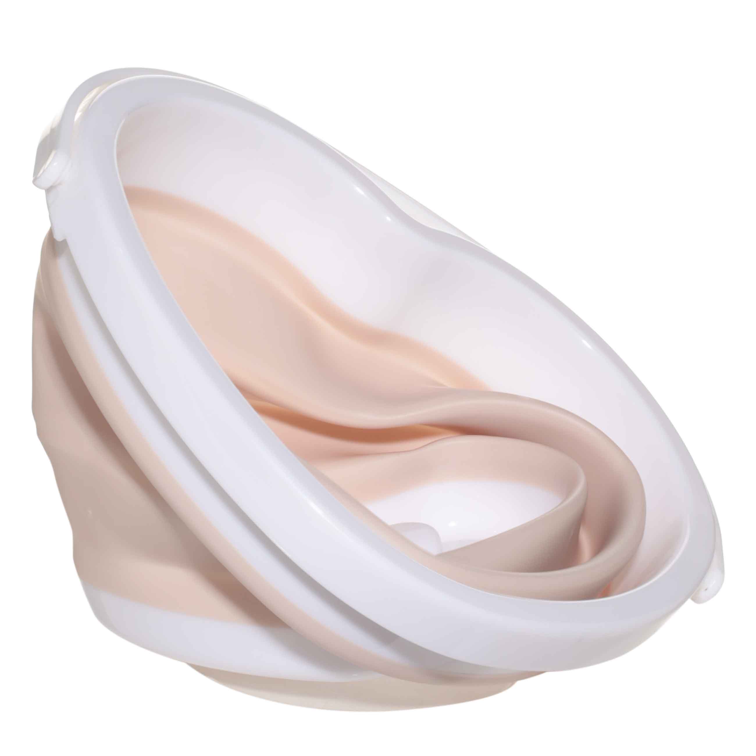 Foldable bucket, 3 l, plastic / rubber, beige-pink, Heart, Foldaway