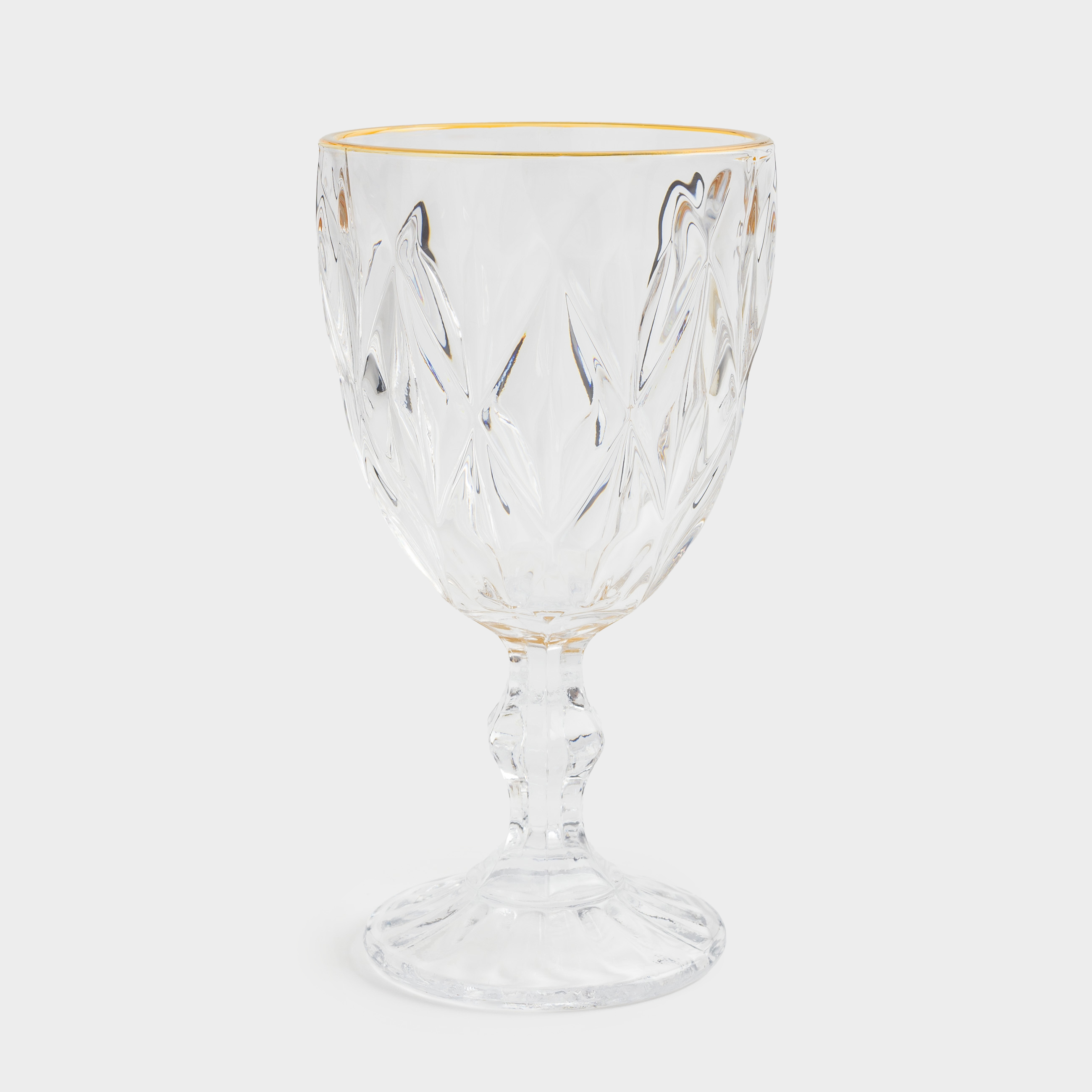 Wine glass, 300 ml, 6 pcs, glass R, with golden edging, Rhomb gold